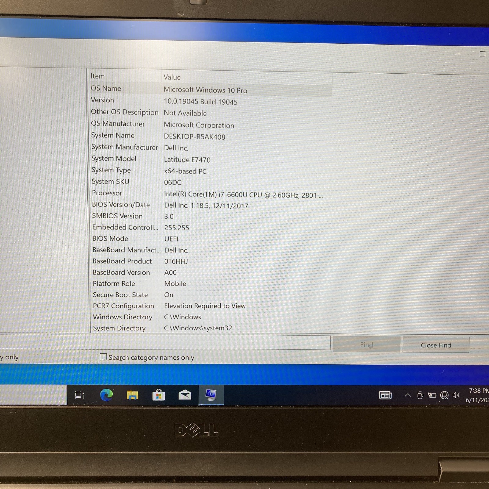 Dell Latitude E7470 14″ FHD i7-6600U@2.6GHz 16GB RAM 256GB SSD Windows 11