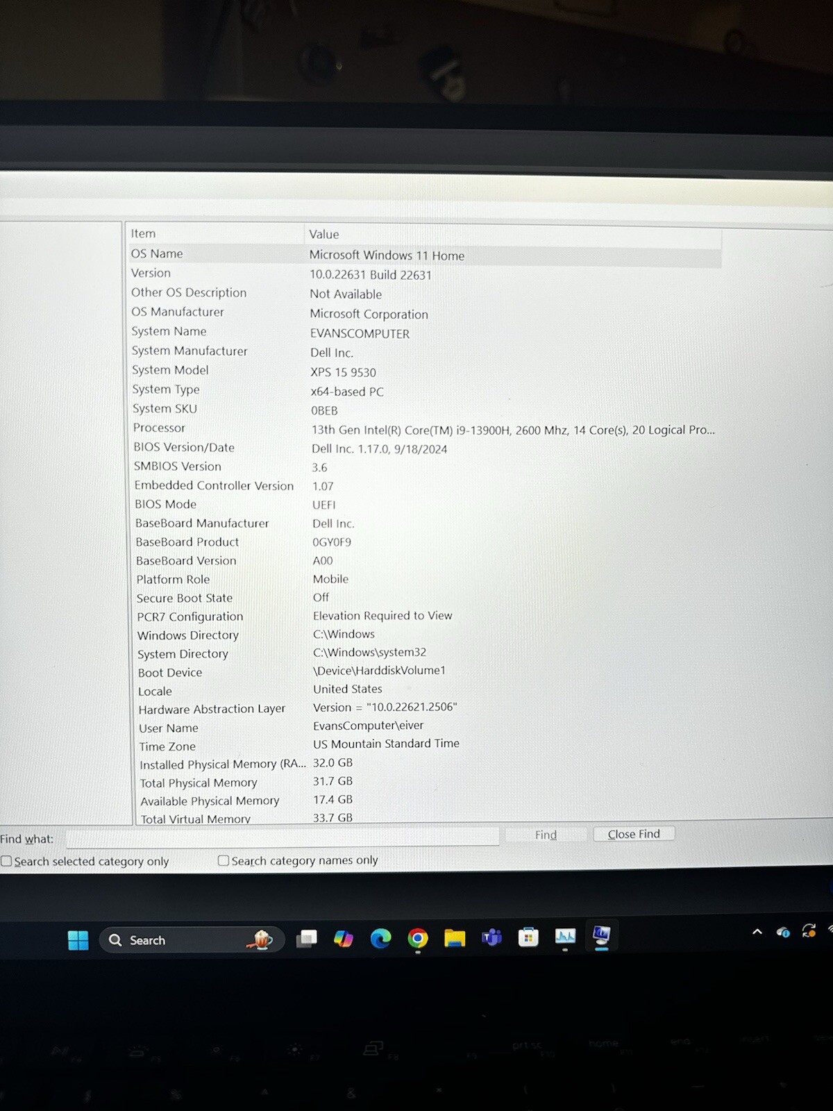 Dell XPS 15 9530 RTX 4060 32GB Ram 1Tb SSD