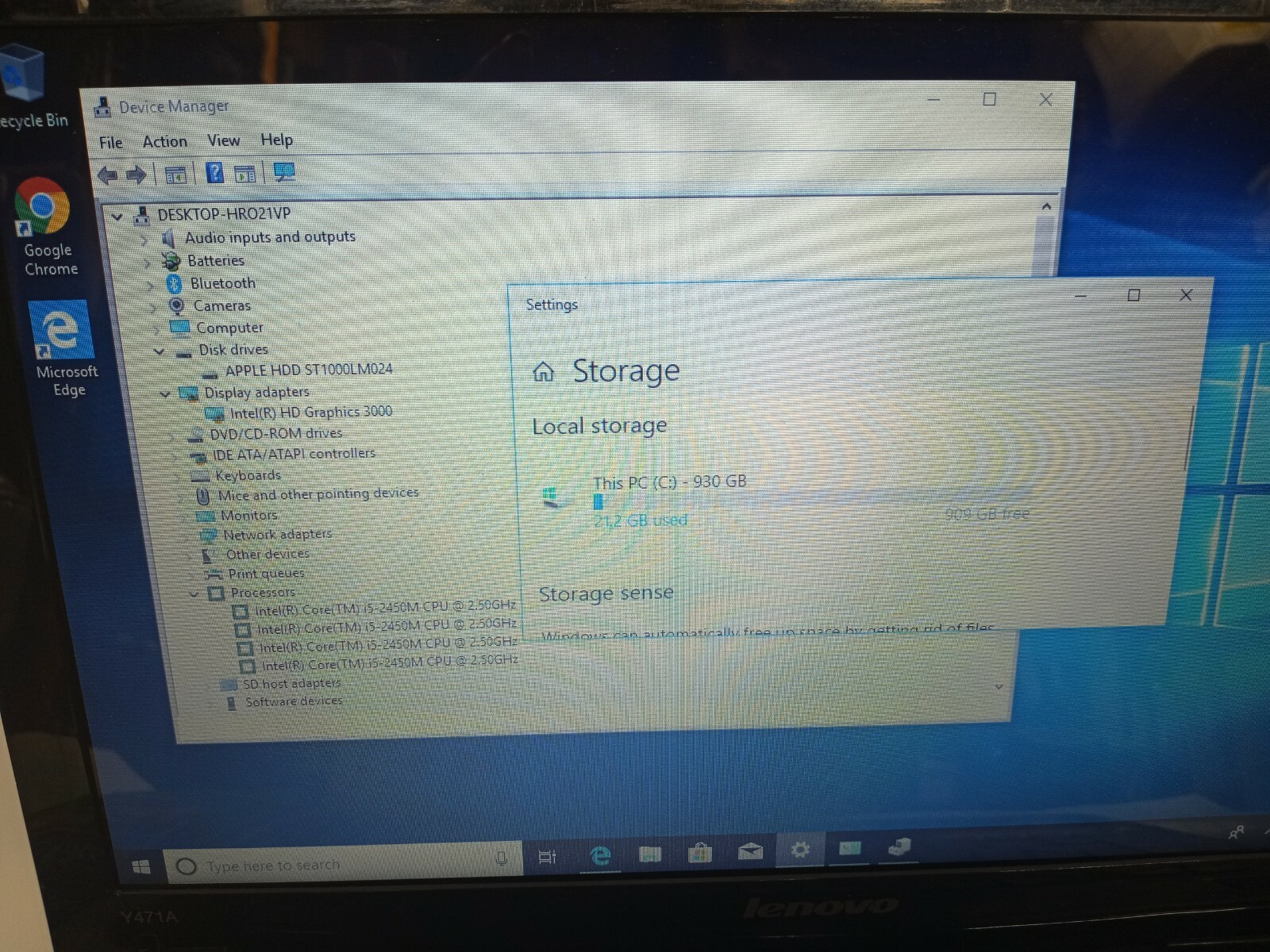 Lenovo ideapad Y471A Intel Core i5-2450M 2.5GHz 4GB 1TB HDD BT DVD Win10 *READ*