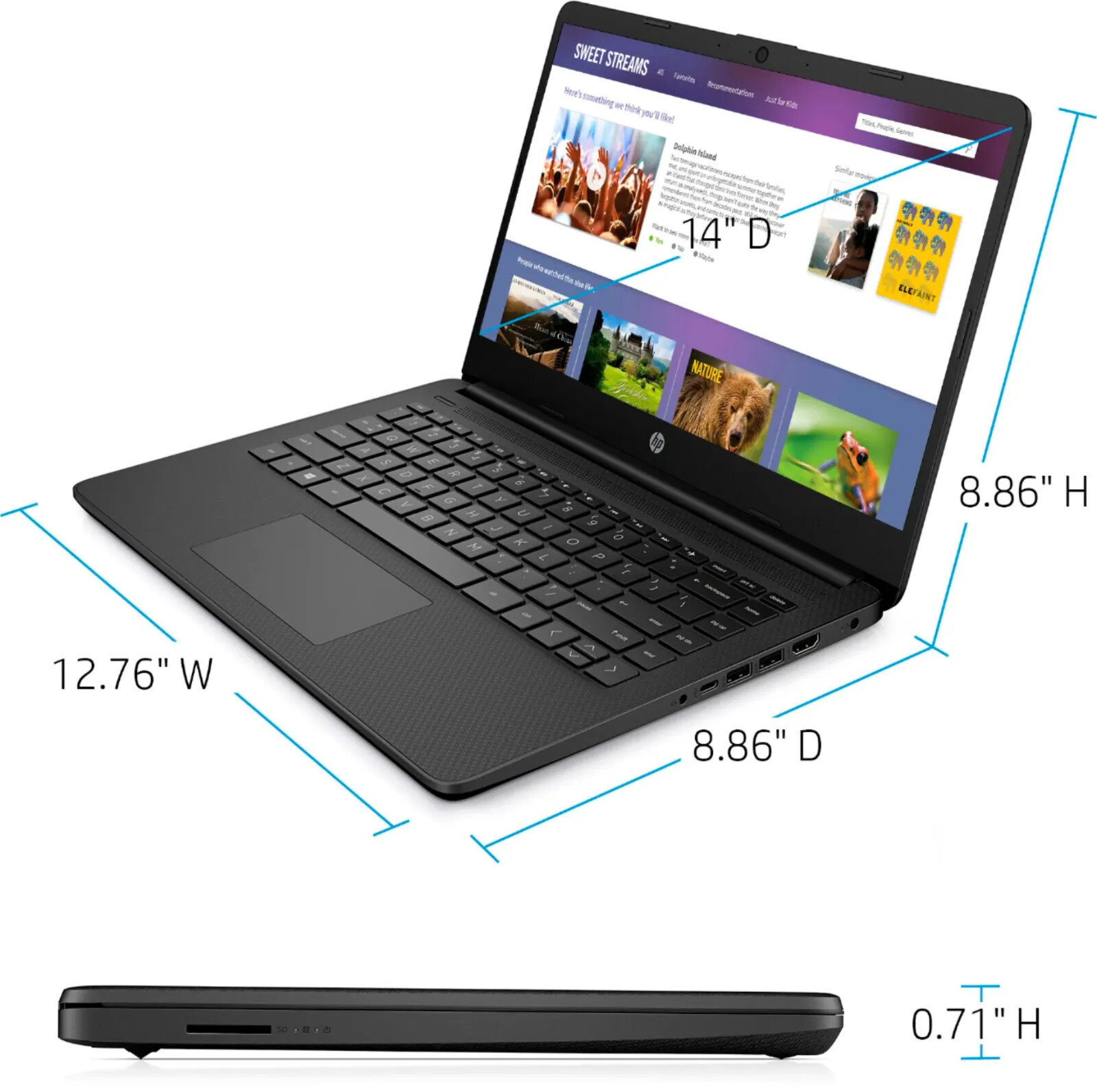 HP 14 Series 14″ Laptop AMD 3020e 4GB RAM 64GB eMMc Jet Black