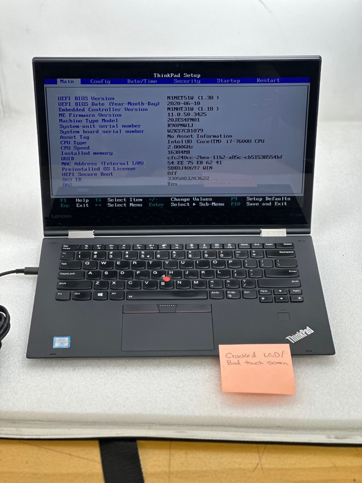 Lenovo ThinkPad 20JES4FN01 X1 Yoga 2nd Gen Intel i7 7600U 512GB 16GB Webcam Qty8