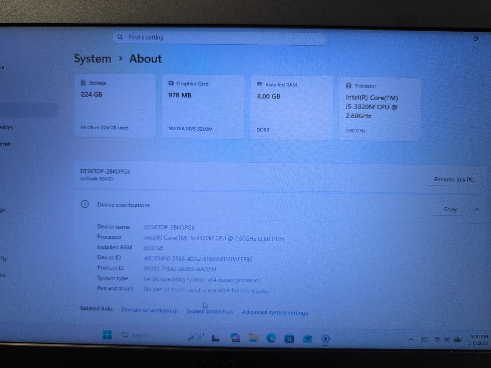 🔥 (GRADE A) DELL LATITUDE E6430 14″ Laptop i5-3320M/ 8GB Ram/240GB SSD/win11 –