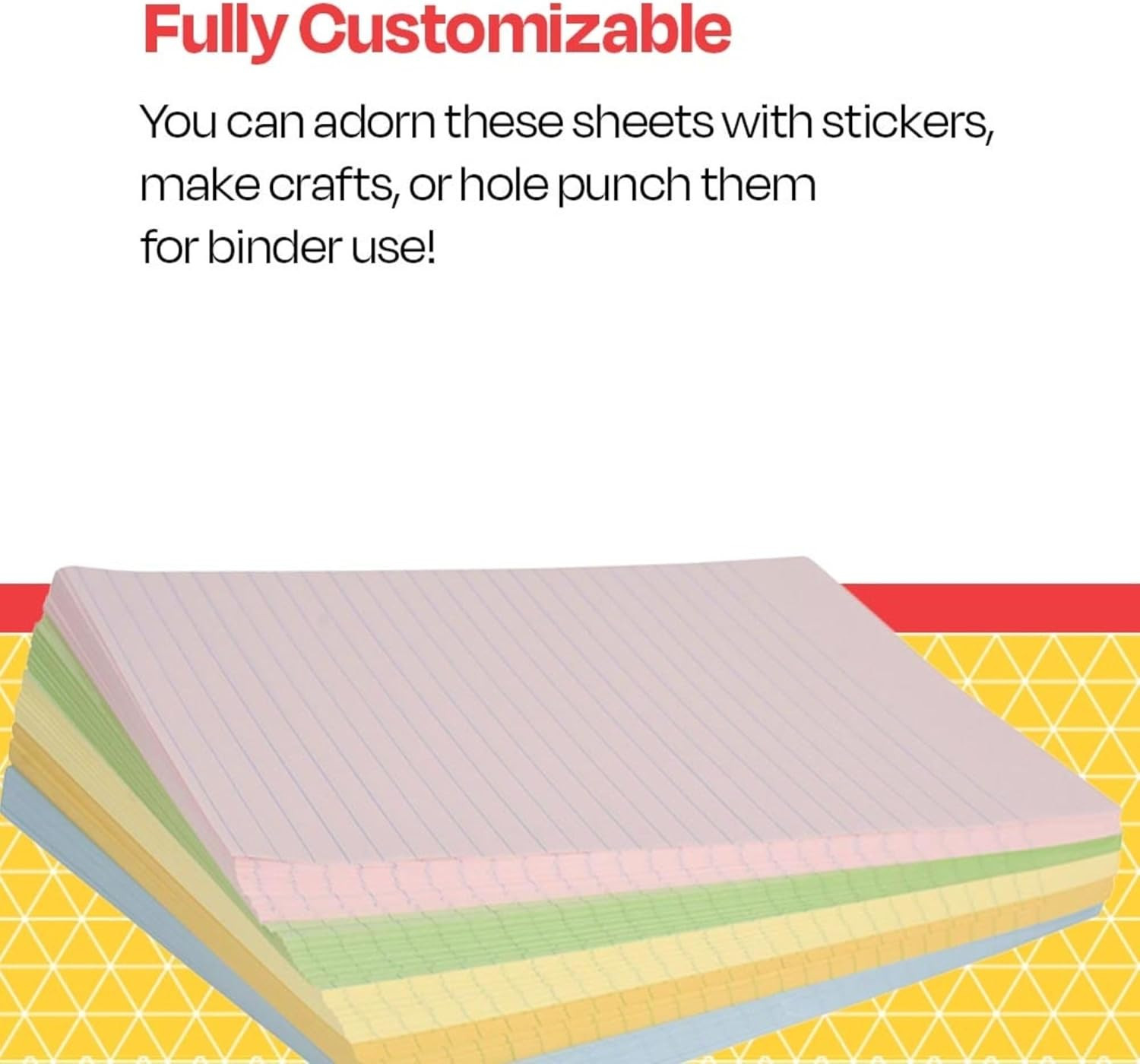 Ruled Exhibit Paper, 8-1/2 X 11 Inches, Assorted Colors, 500 Sheets – 085454