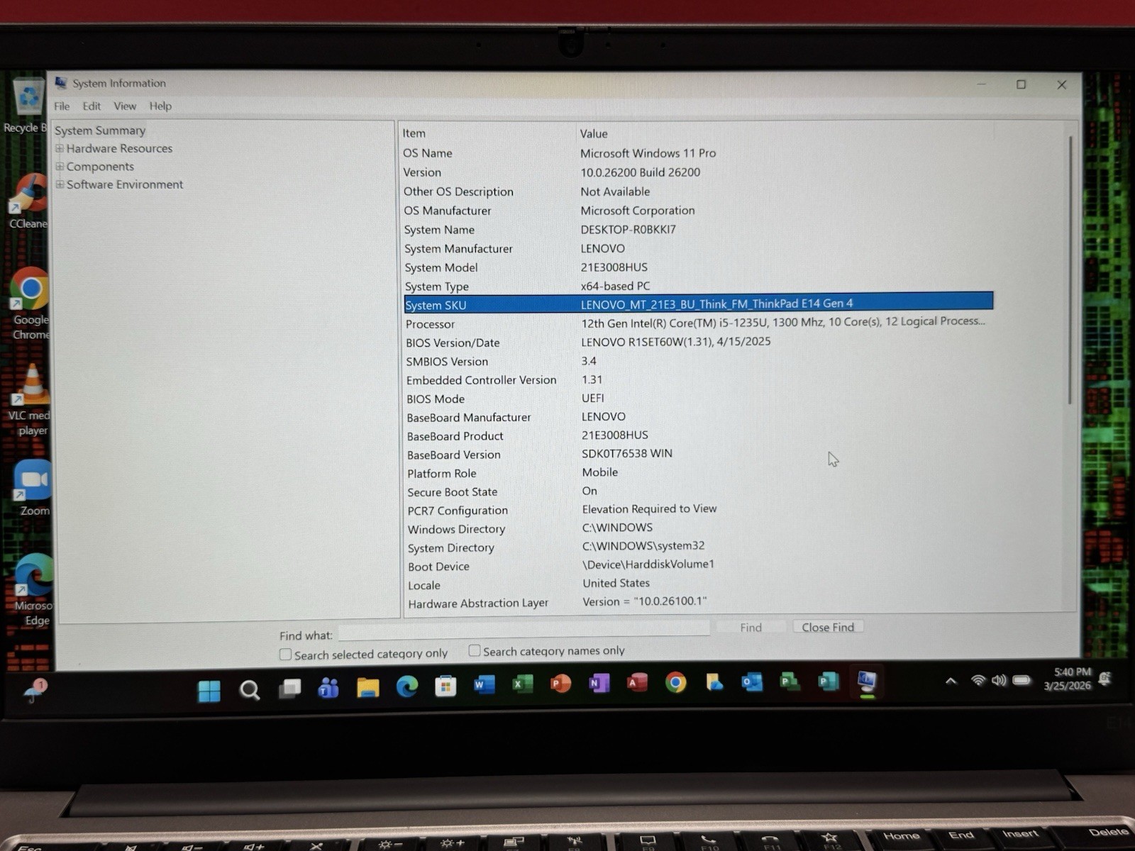 Lenovo ThinkPad E14 Gen 4 14-inch 12th i5-1235u 16GB RAM 256GB SSD Win 11 Pro