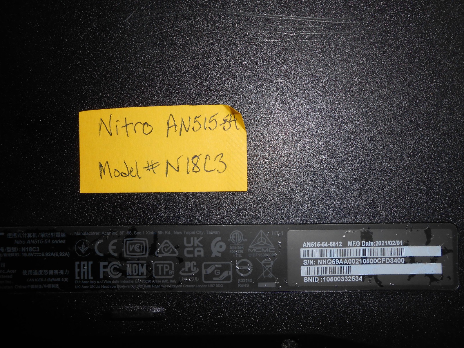 Acer Nitro AN515-54 Model # N18C3 Used read (ACER-5)