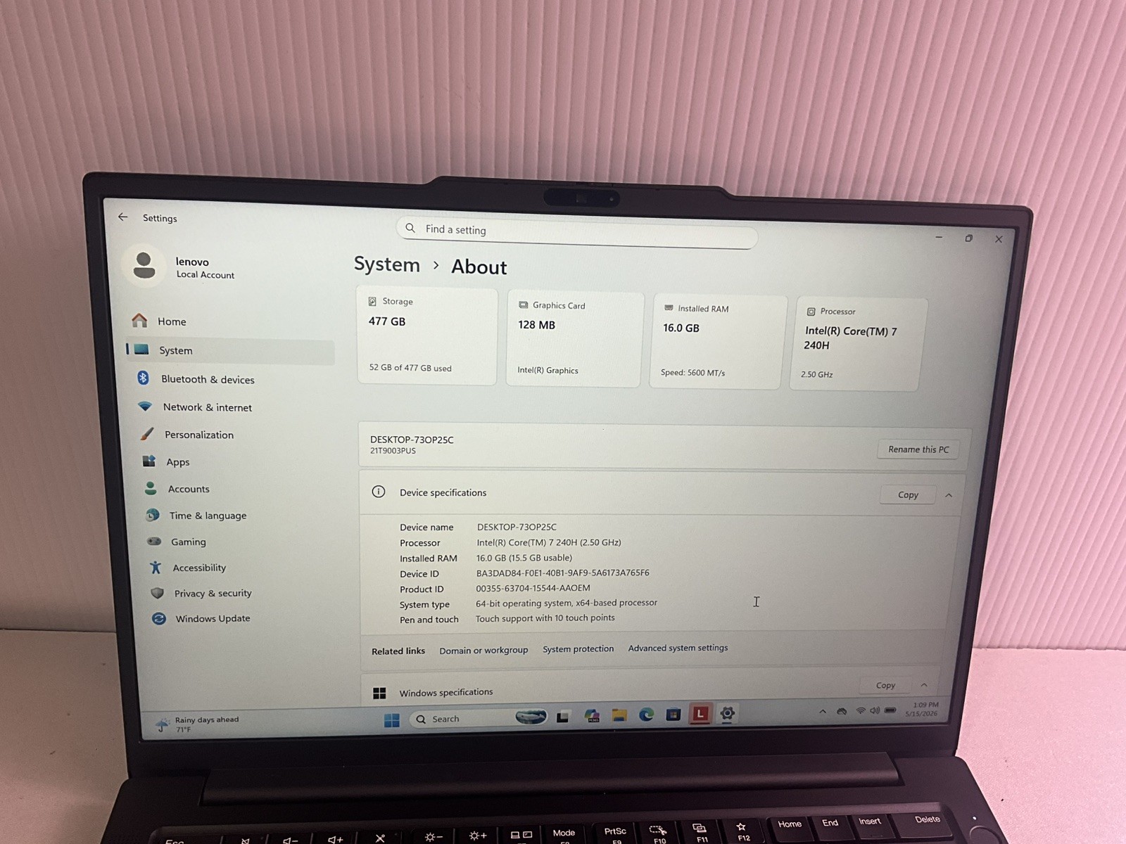 Lenovo Thinkpad E14 Gen 7 Touch Core 7 240H 16GB Ram 512GB SSD Windows 11 Pro