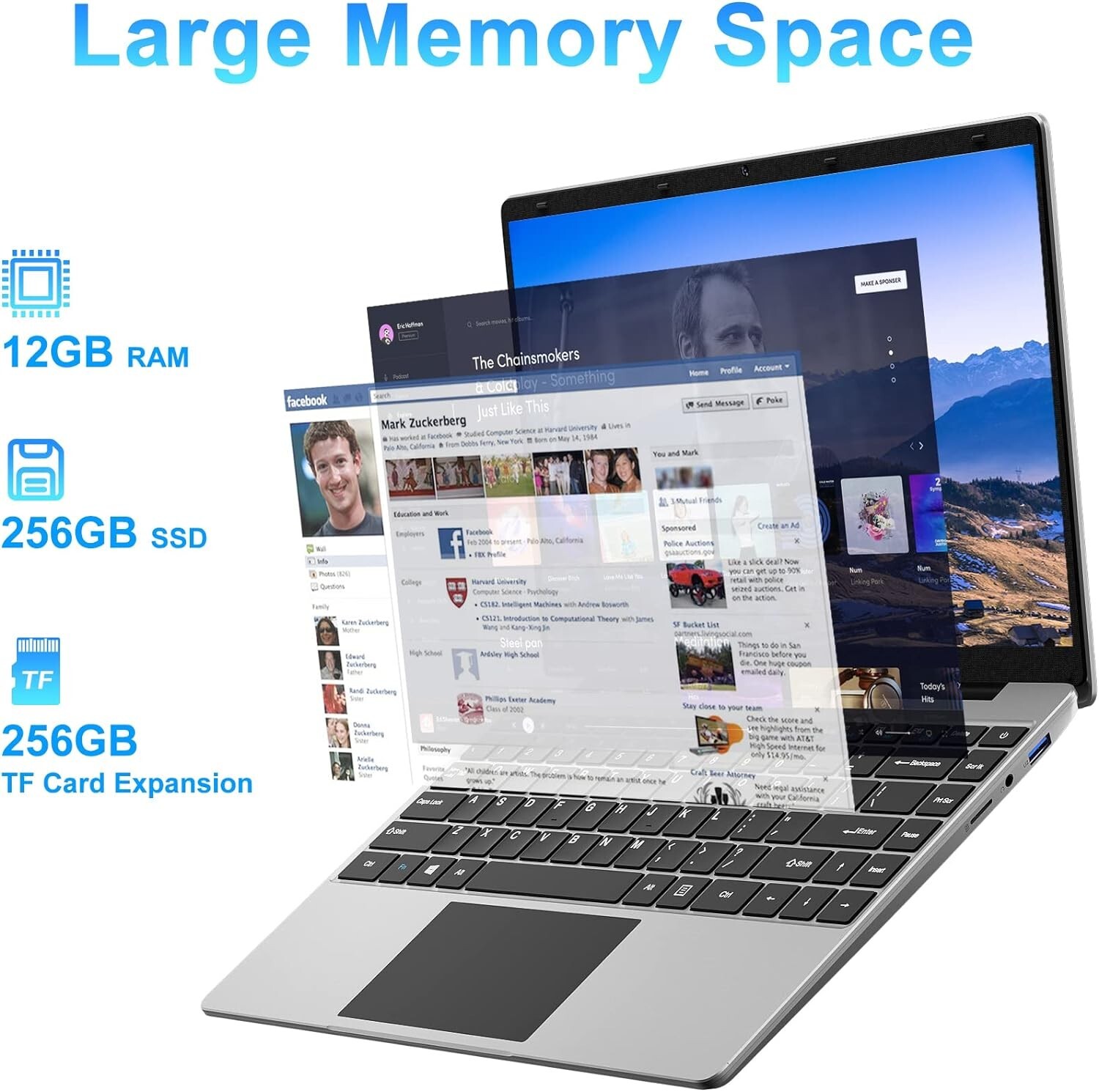 Jumper Windows 11 Laptop, 14” FHD IPS Display, 256GB SSD 12GB RAM Intel N4100