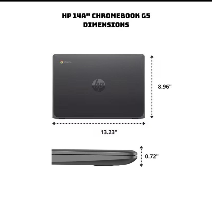 HP 14″ Chromebook G5 Laptop Chrome OS Black USB SD Card Webcam