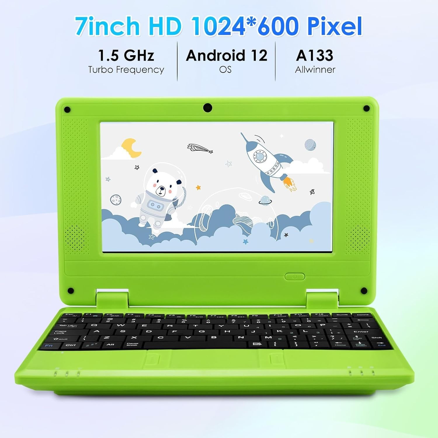 Small Laptop Green 7″ Display 2GBx32GB Android 12.0 OS Quad-Core
