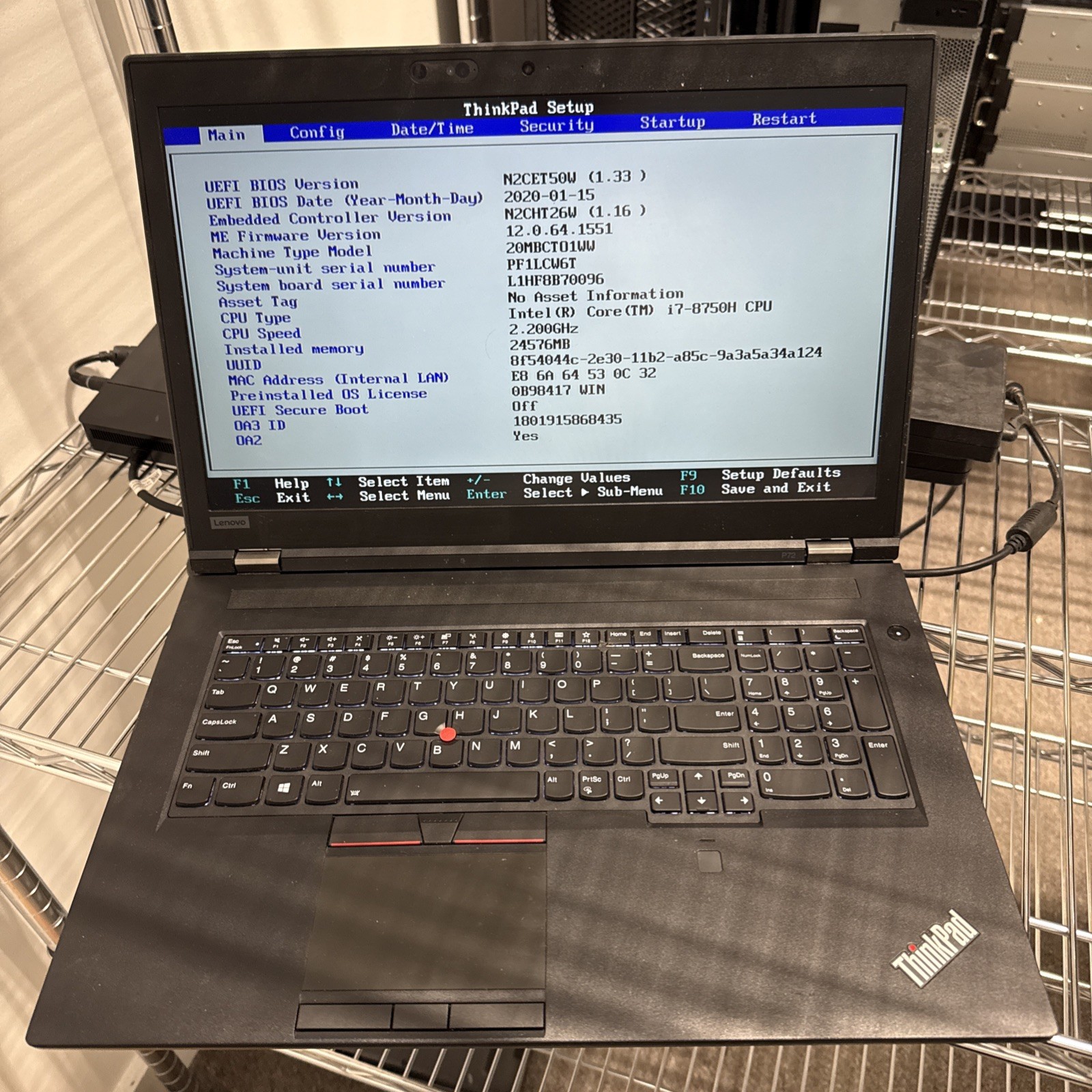Lenovo ThinkPad P72 17″ Workstation Laptop Intel i7-8750H 24GB DDR4 No HDD NO OS