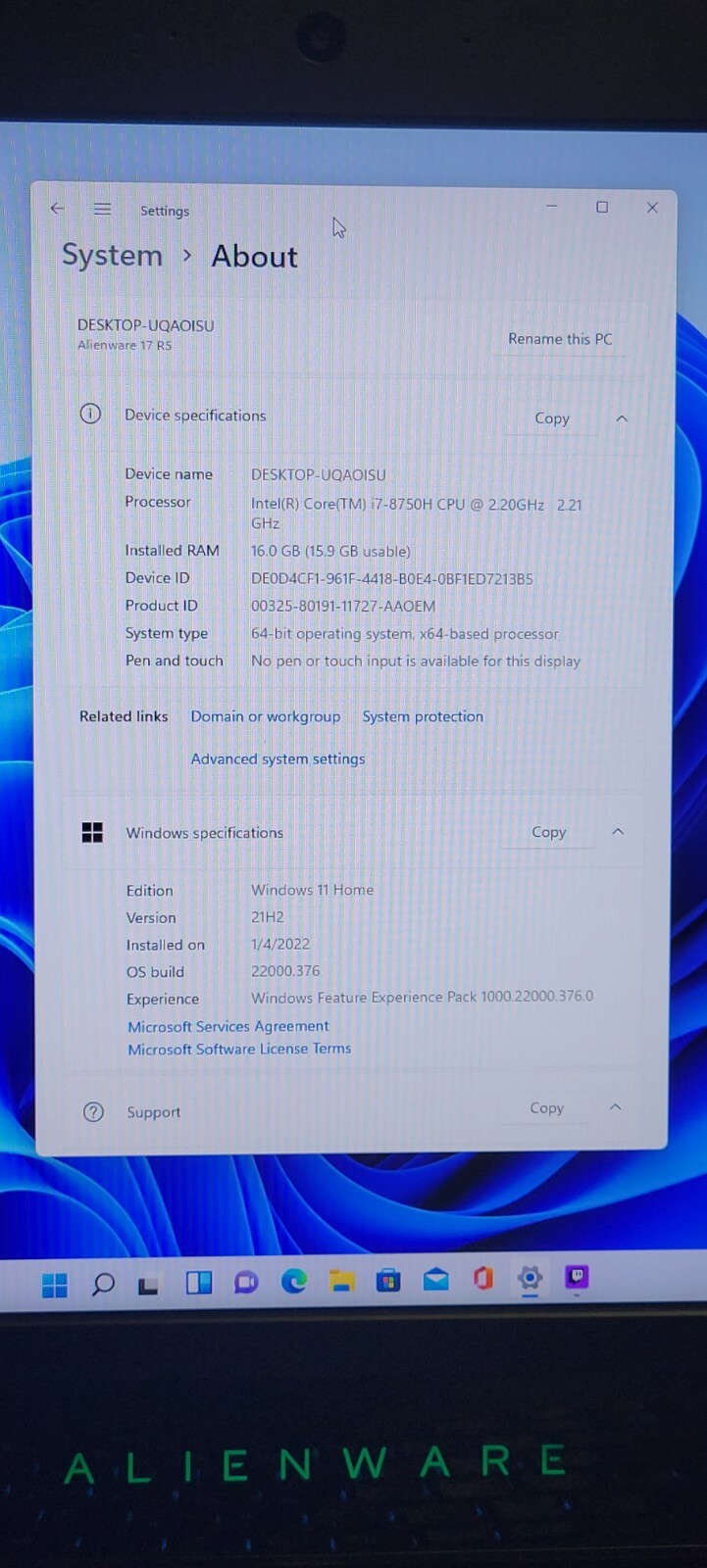 Alienware 17 R5 16.0 GB RAM i7 8th gen vr ready
