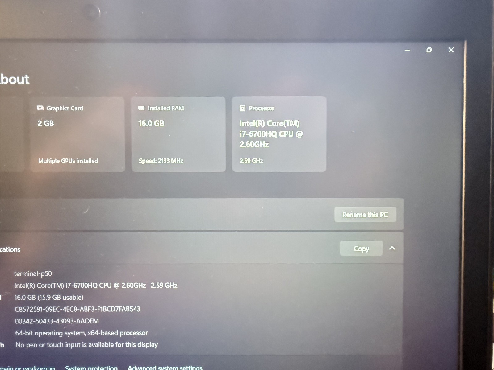 Lenovo ThinkPad P50 (Intel Core i7-6700HQ 16GB RAM) + Pro Dock 40a5 | no storage