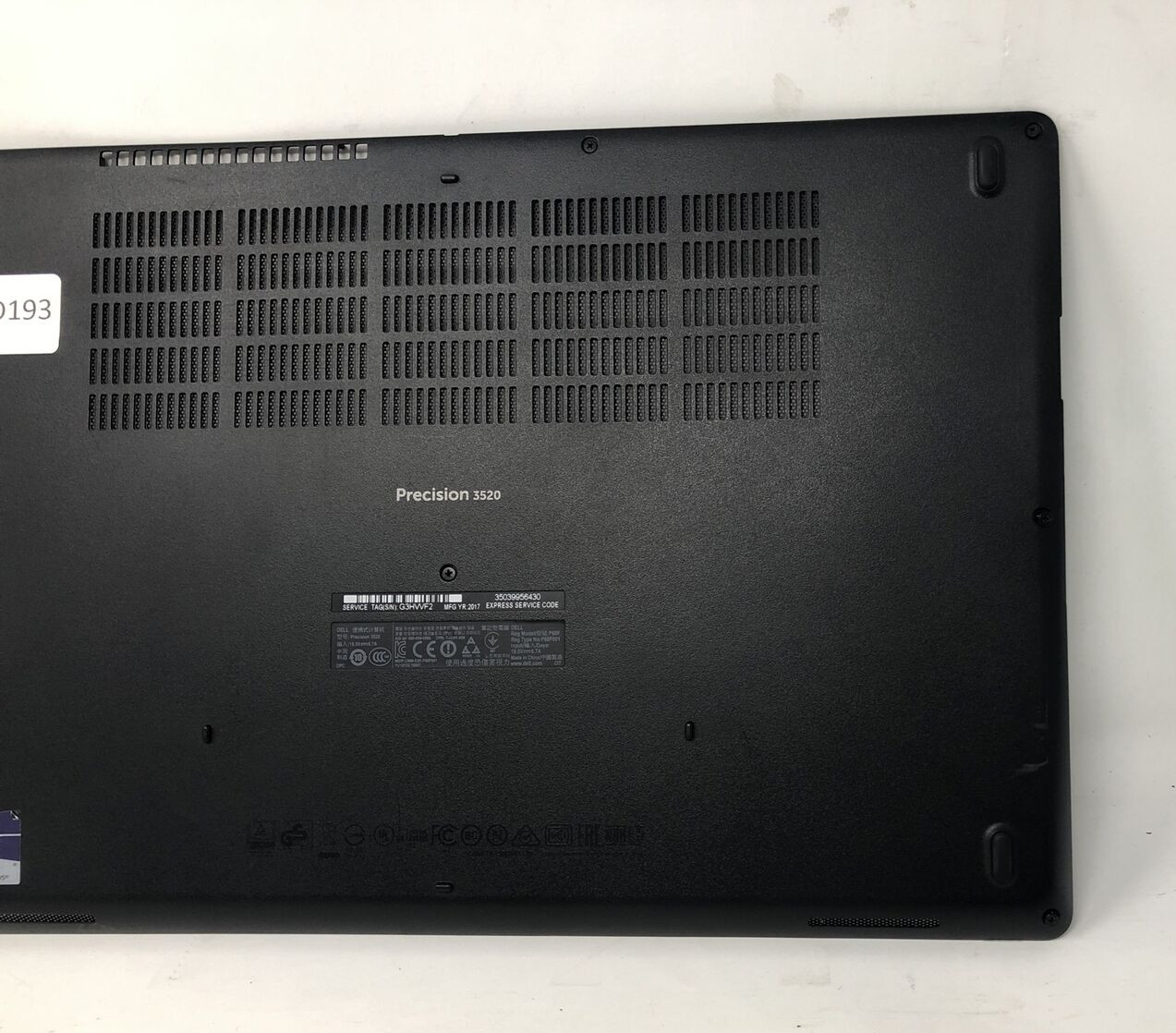 Dell Latitude 3520 Bottom Cover – Few Scratches, Clips Intact