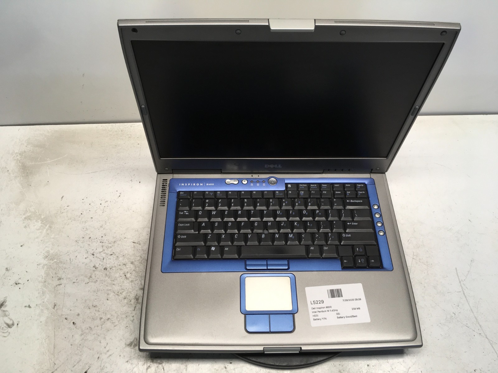 Dell Inspiron 8600 Intel Pentium M 1.4GHz 256 MB NO HDD