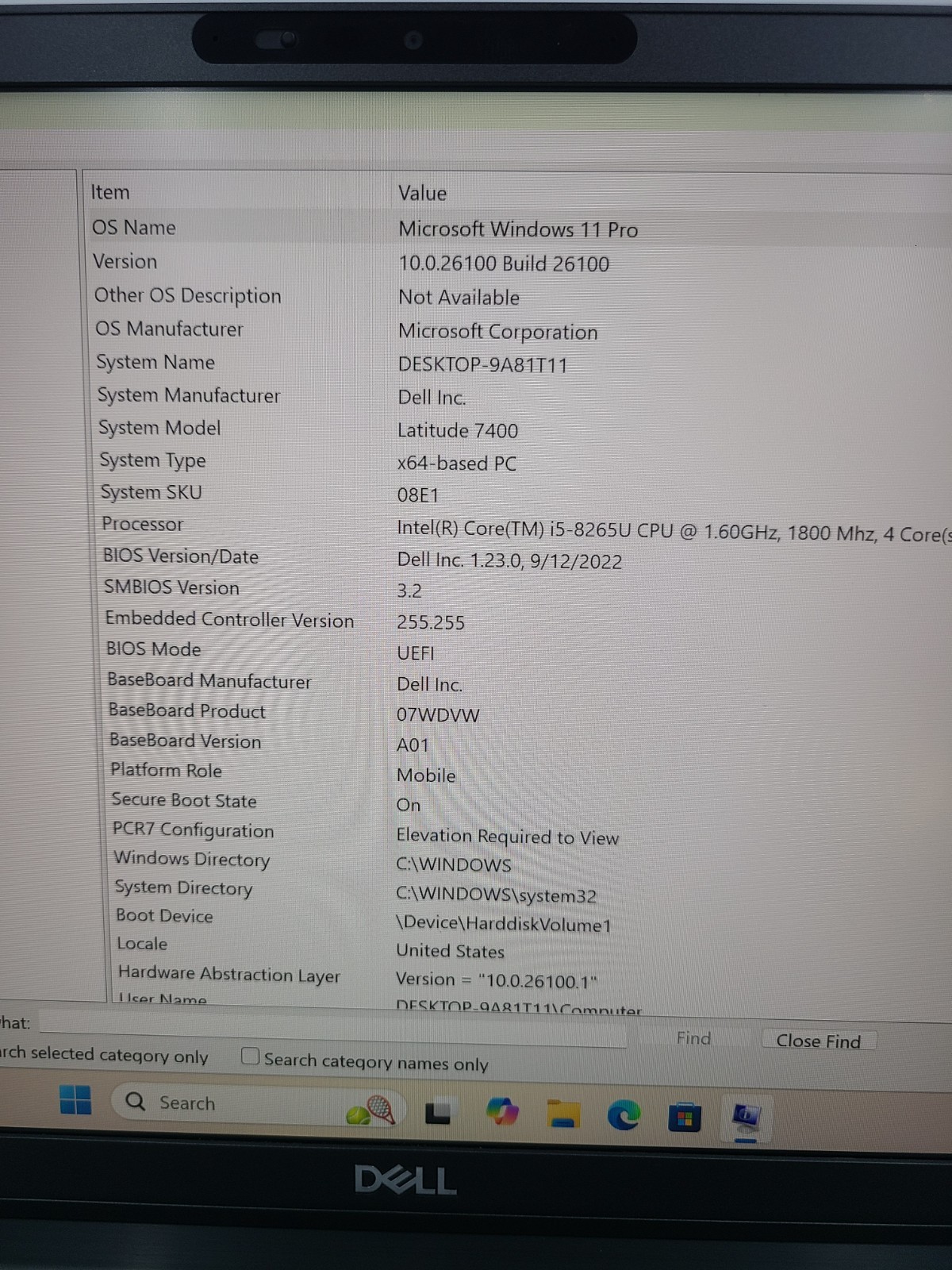 Dell Latitude 7400 i5-8265U 1.60GHz 16GB Ram 256GB SSD Win 11 Pro