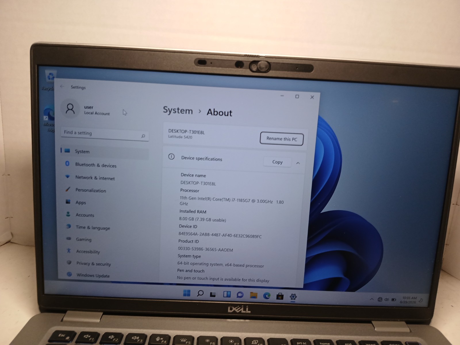Dell Latitude 5420 14″ Laptop i7-1165G7 8GB RAM 256GB SSD WIN11 #97