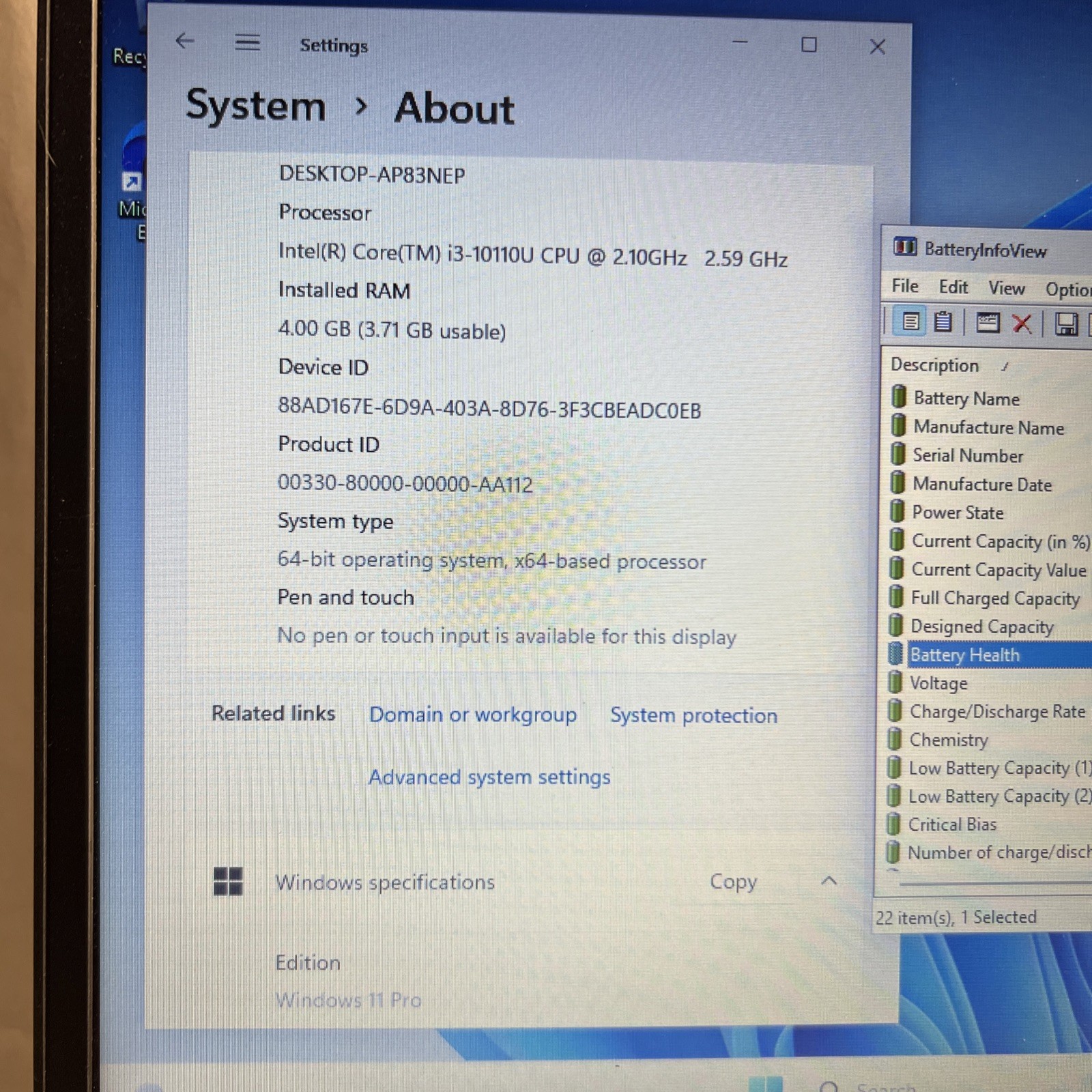 Lenovo ThinkPad L13 Yoga Intel Core i3-10110U @2.1GHz 4GB RAM 128GB SSD W11P