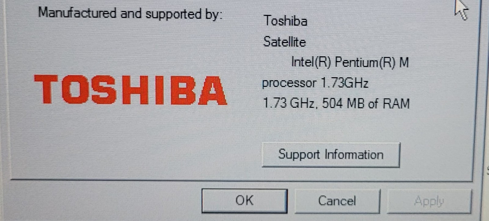 Toshiba Satellite M45-S269 15.4″ Intel Pentium M @1.73 GHz 512 MB RAM NO HDD