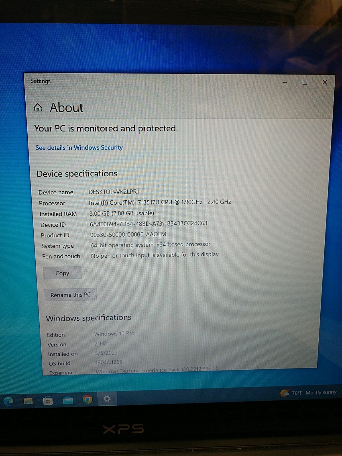 Dell XPS L421X 14″ Intel Core i7 3517U 1.90GHz 8GB RAM 128GB SSD BT Win10 Pro