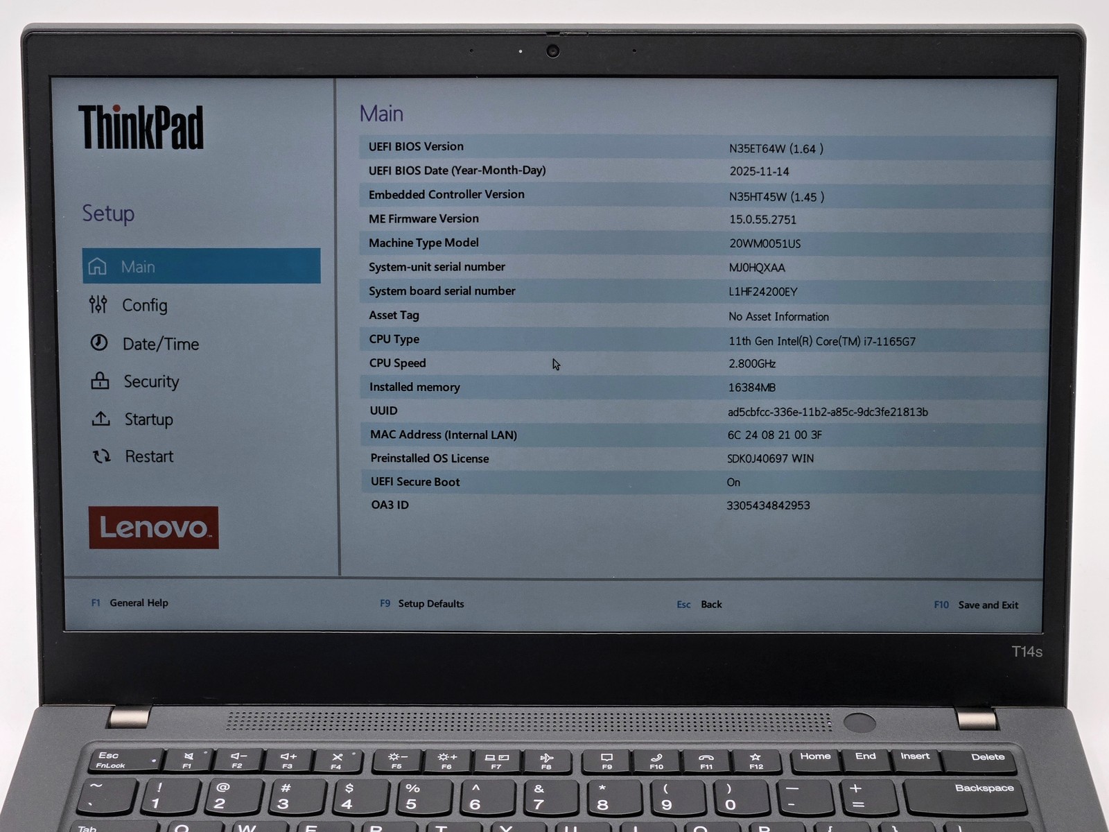 Lenovo ThinkPad T14s Gen 2 14″ FHD I7-1165G7 512GB 16GB W11P Backlit FP Reader