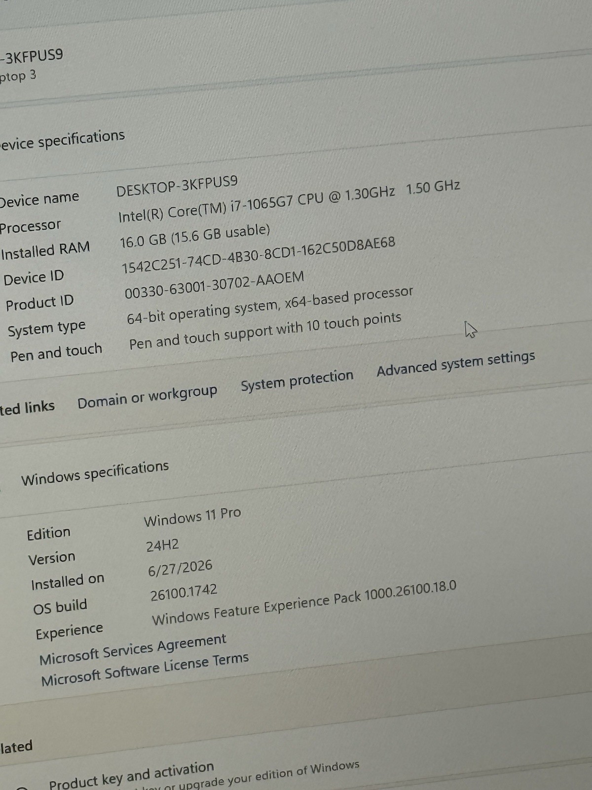 Microsoft Surface Laptop 3 1868 13.5″ Touch i7-1065G7 1.3GHz 16GB 512GB READ
