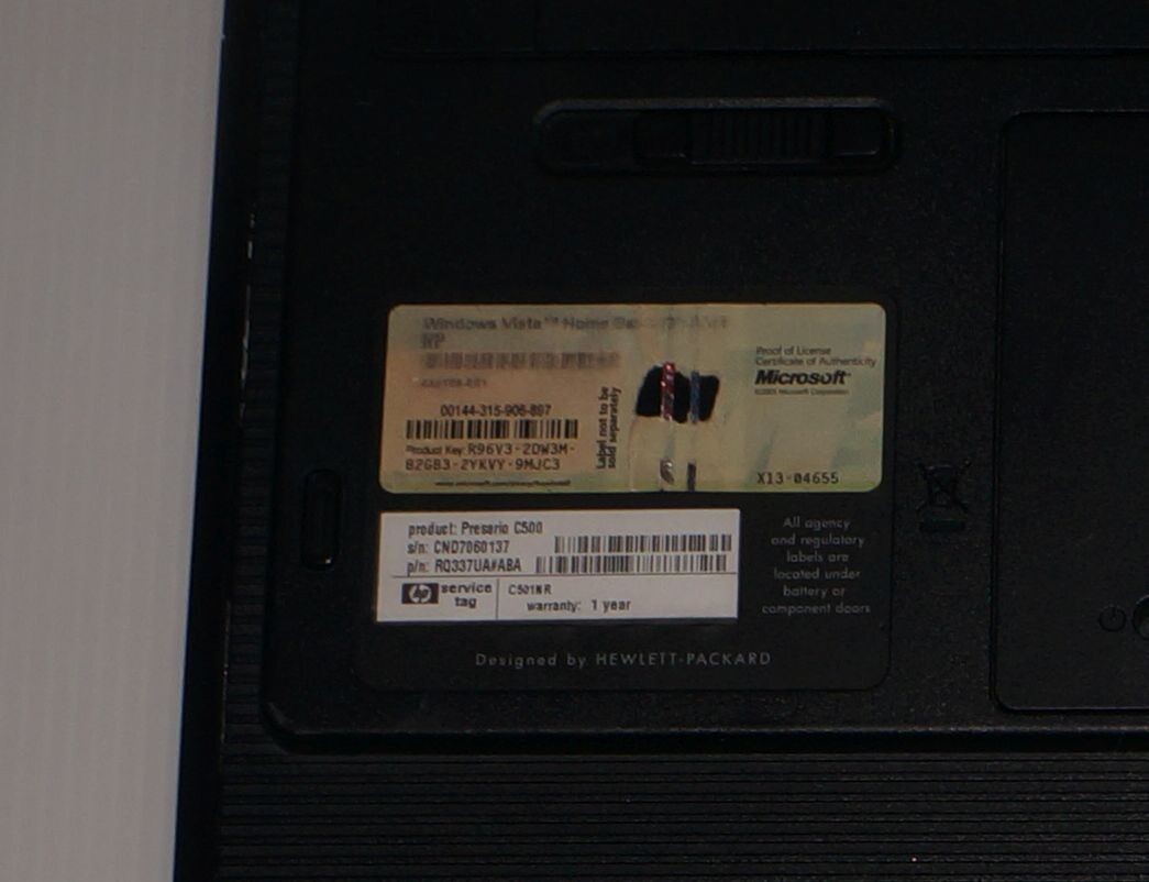 Compaq Presario C500 Intel Celeron M 440 1.73 GHz 512MB RAM 80GB HDD Win XP