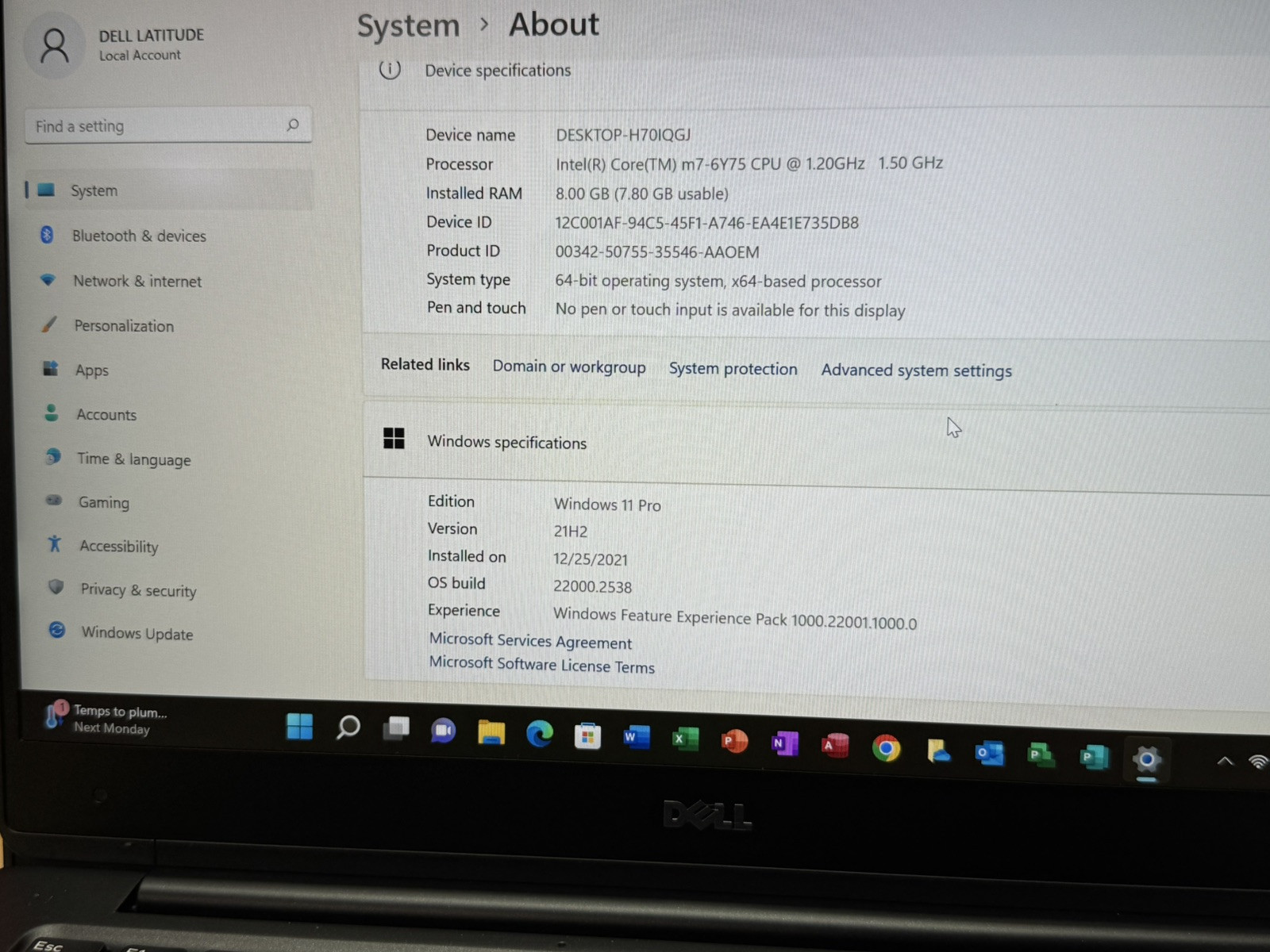 DELL LATITUDE 7370 M7 13” Intel Core M7 1.2GHz 8GB RAM 256GB SSD Windows 11 Pro