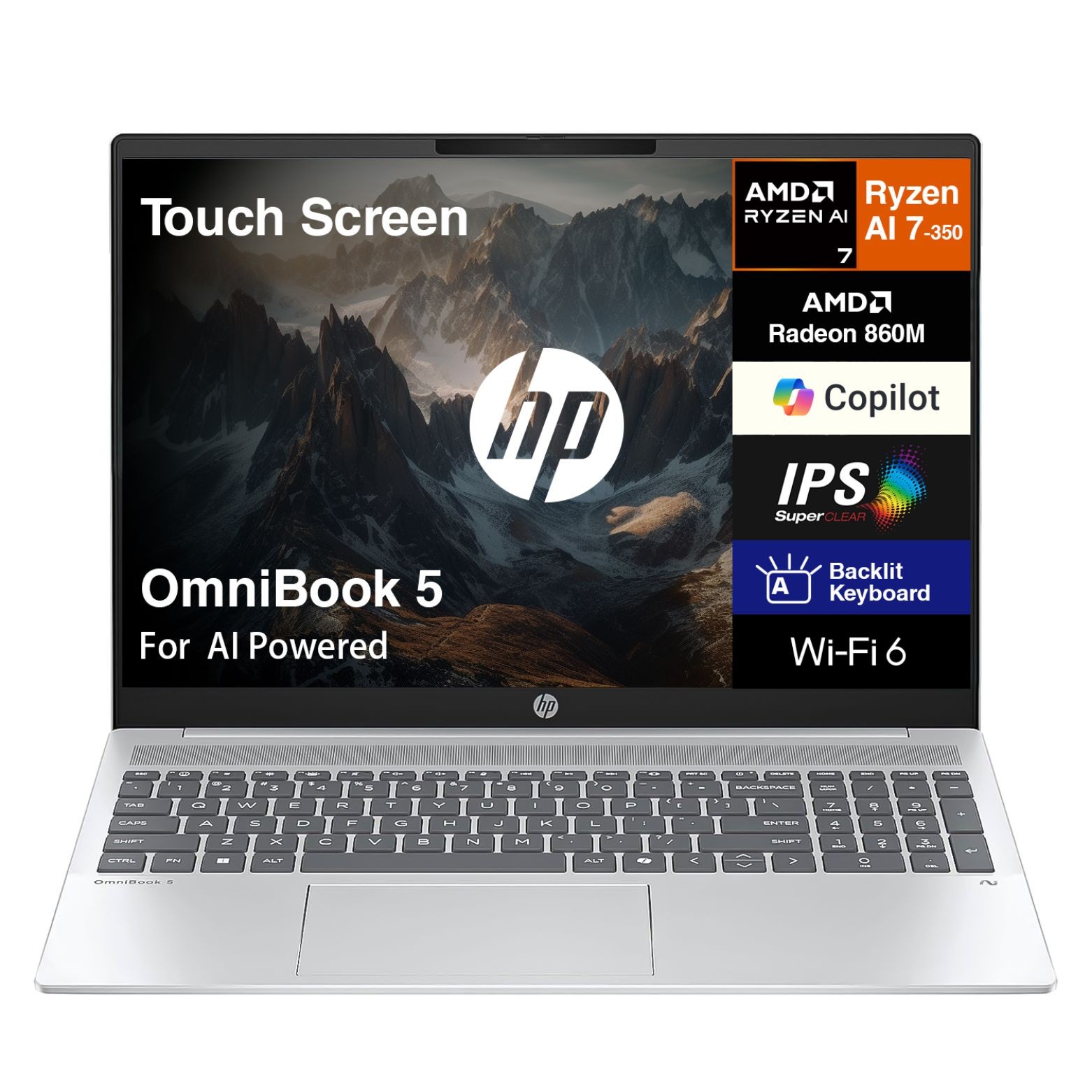 HP OmniBook 5 16″ WUXGA Touch AMD Ryzen AI 7 350 2GHz 32GB 1TB SSD W11H Laptop