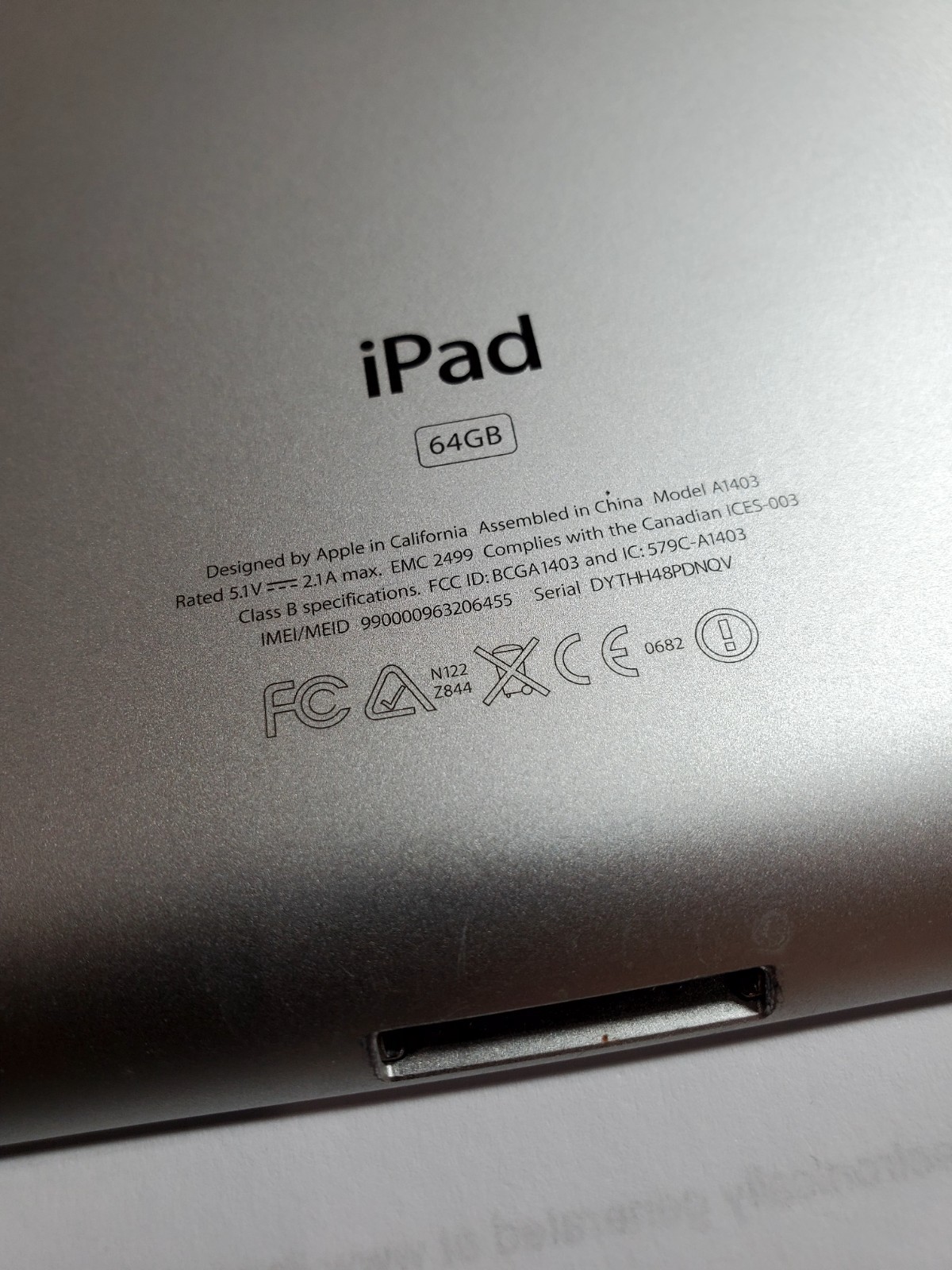 APPLE IPAD MODEL A1403 64GB WORKING UNLOCKED