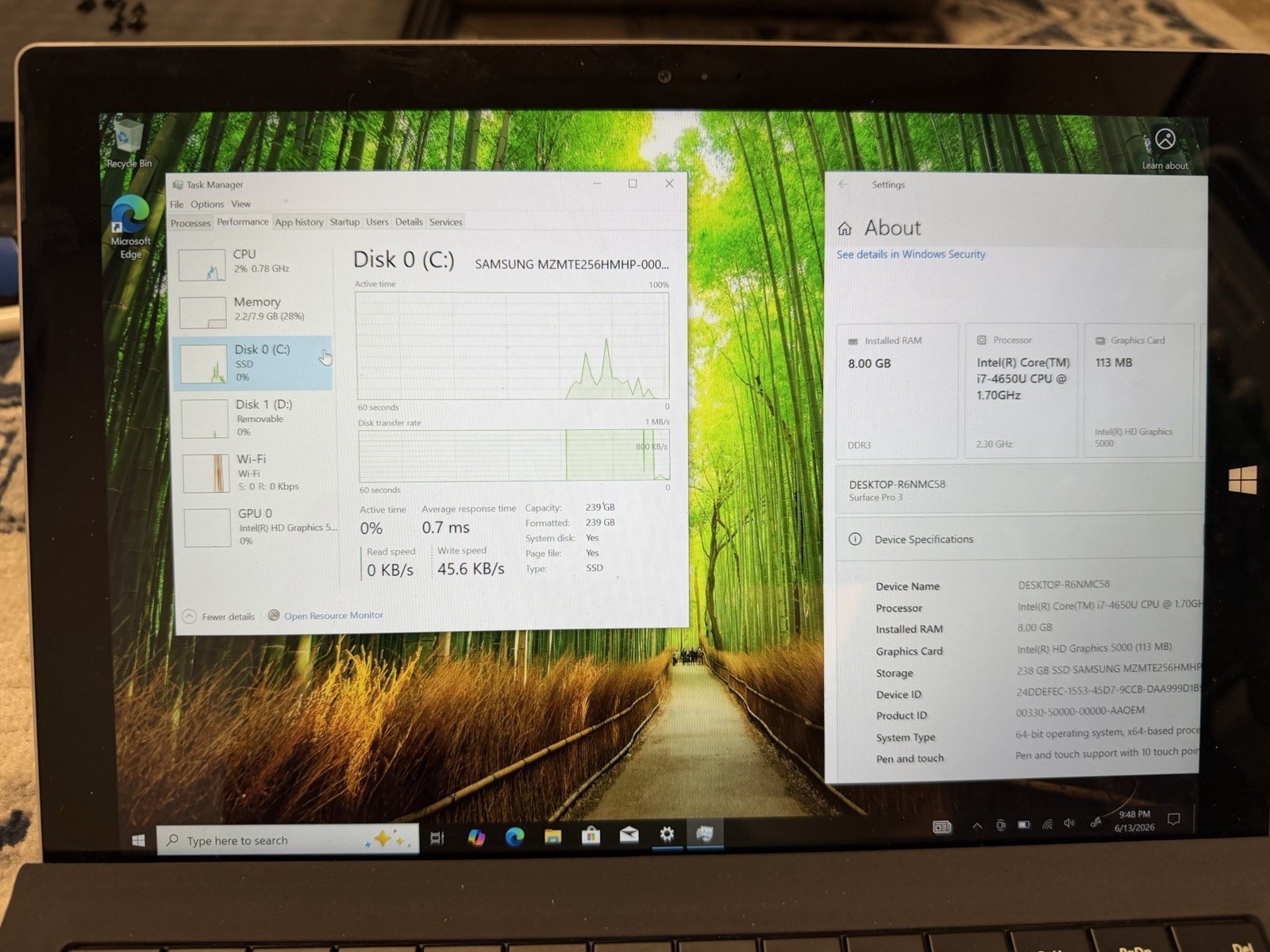 Microsoft Surface Pro 3 Core i7 4650u 1.7GHz 8GB RAM 256GB SSD Windows 11 Pro