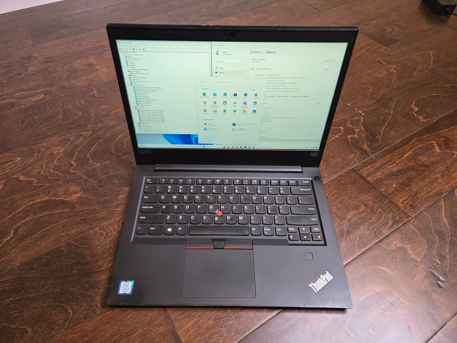 LENOVO ThinkPad E480 14″ Core i5-8250u 1.60GHz 8GB, 256GB NVMe W11 Pro Grade B
