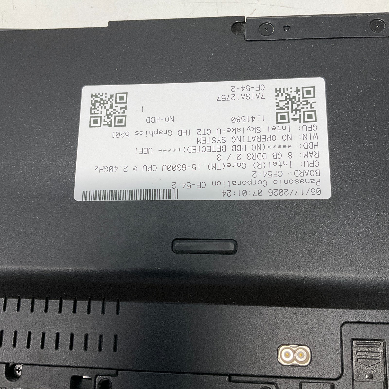 Panasonic Toughbook CF-54 i5-6300U@2.40GHZ 8GB RAM NO HDD NO OS NO CADDY NO BAT