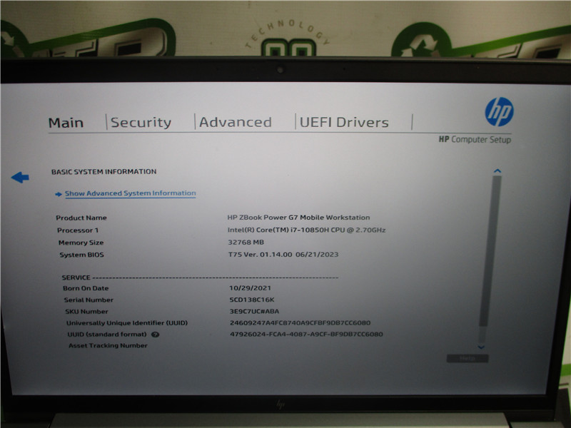 HP ZBook G7 Laptop i7-10850H 2.7GHz 32GB RAM 512GB SSD Windows 11 Pro COA