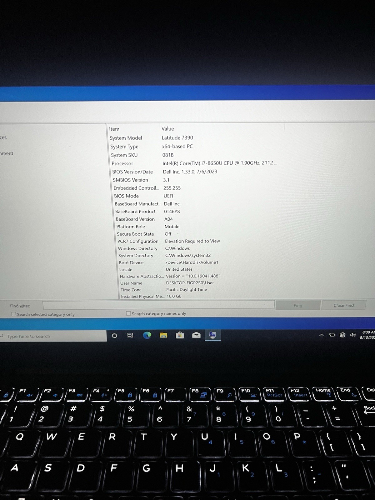 Dell Latitude 7390 Intel Core I7-8650U 1.9GHz, 16GB RAM, 256GB SSD, 13.3″