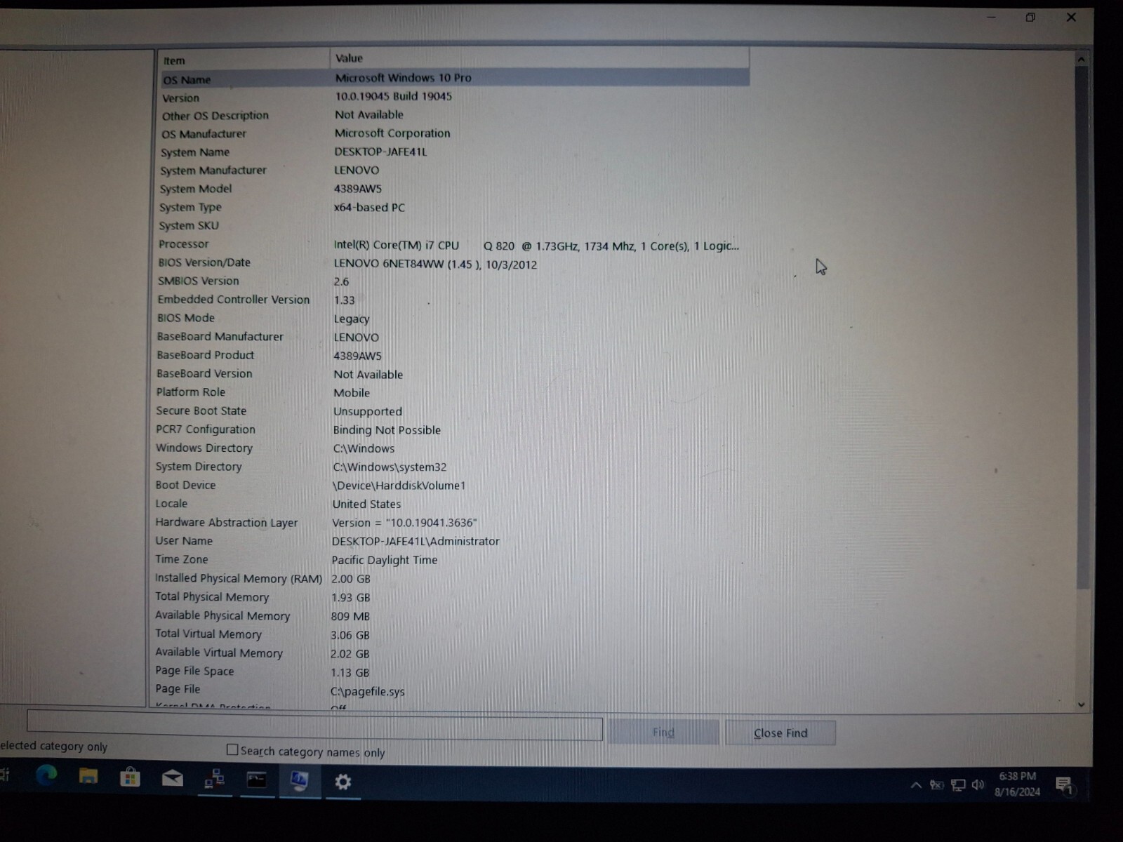 Lenovo ThinkPad W510 QuadCore i7-820QM 1.73GHz 2GB RAM 128GB SSD