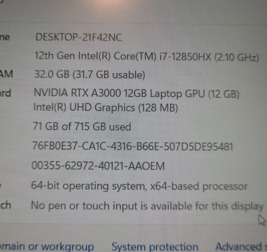 Dell Precision 7670 16” i7-12850HX 2.1GHz 32GB RAM 715GB RTX A3000 12GB GPU