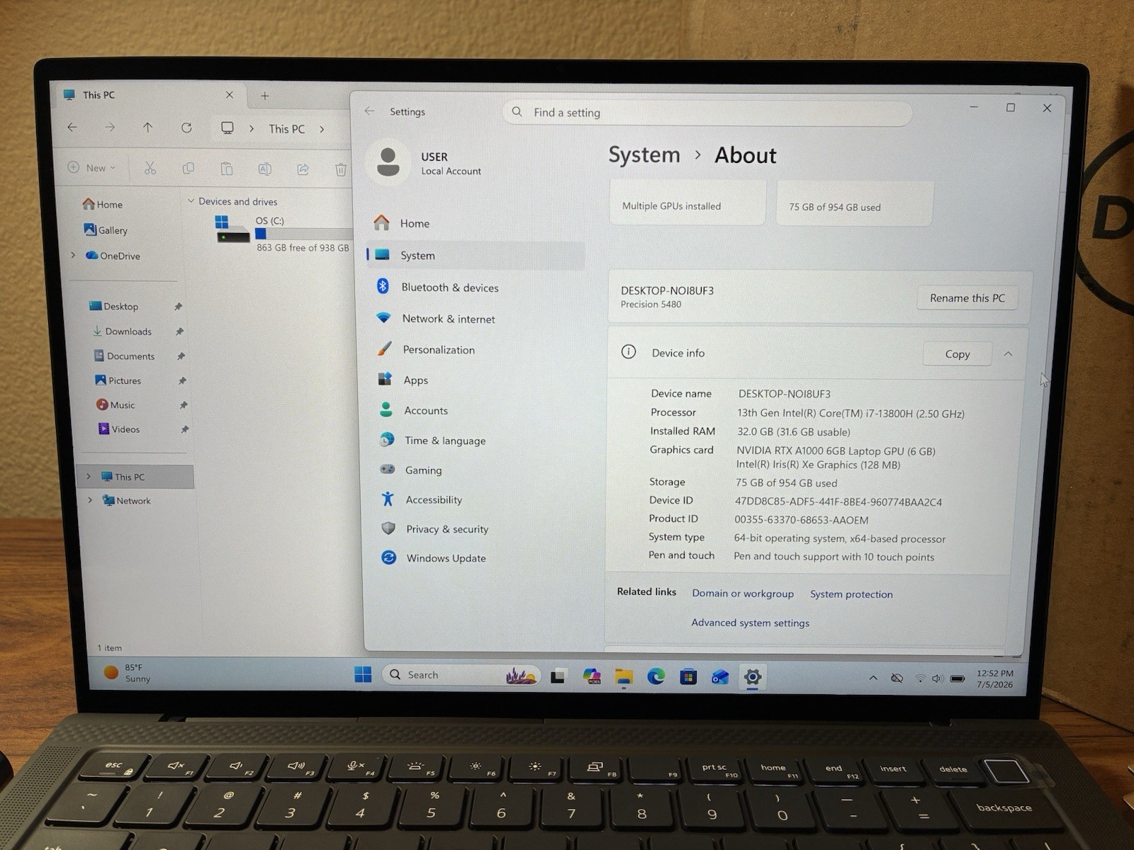 Grade A DELL Precision 5480 Laptop i7-13800H QHD+ TOUCH 32GB 1TB SSD RTX A1000!
