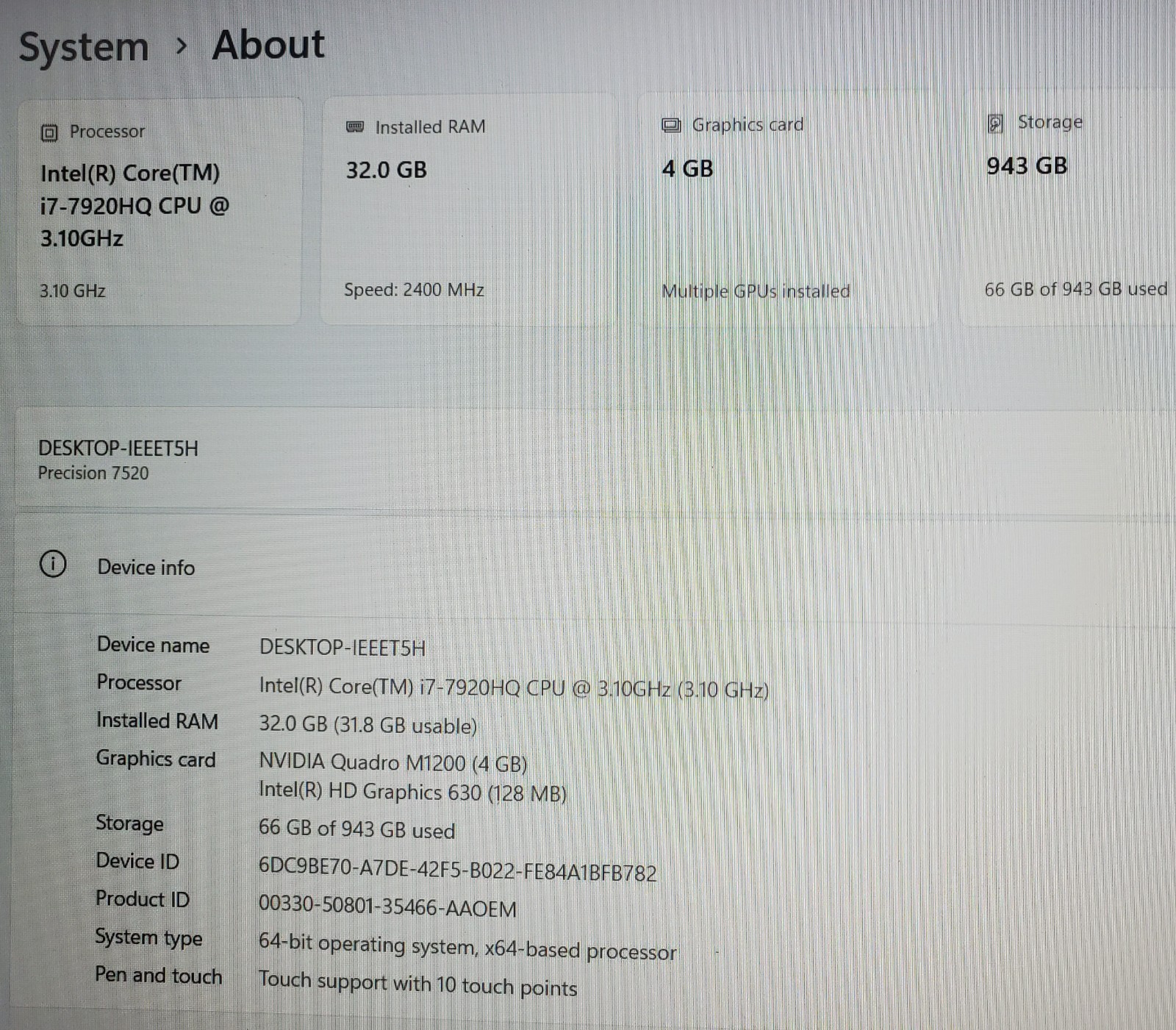 Dell Precision Touch Business & Gaming Laptop i7 3.1Ghz/1.012TB/32GB/NVIDIA/AX6E