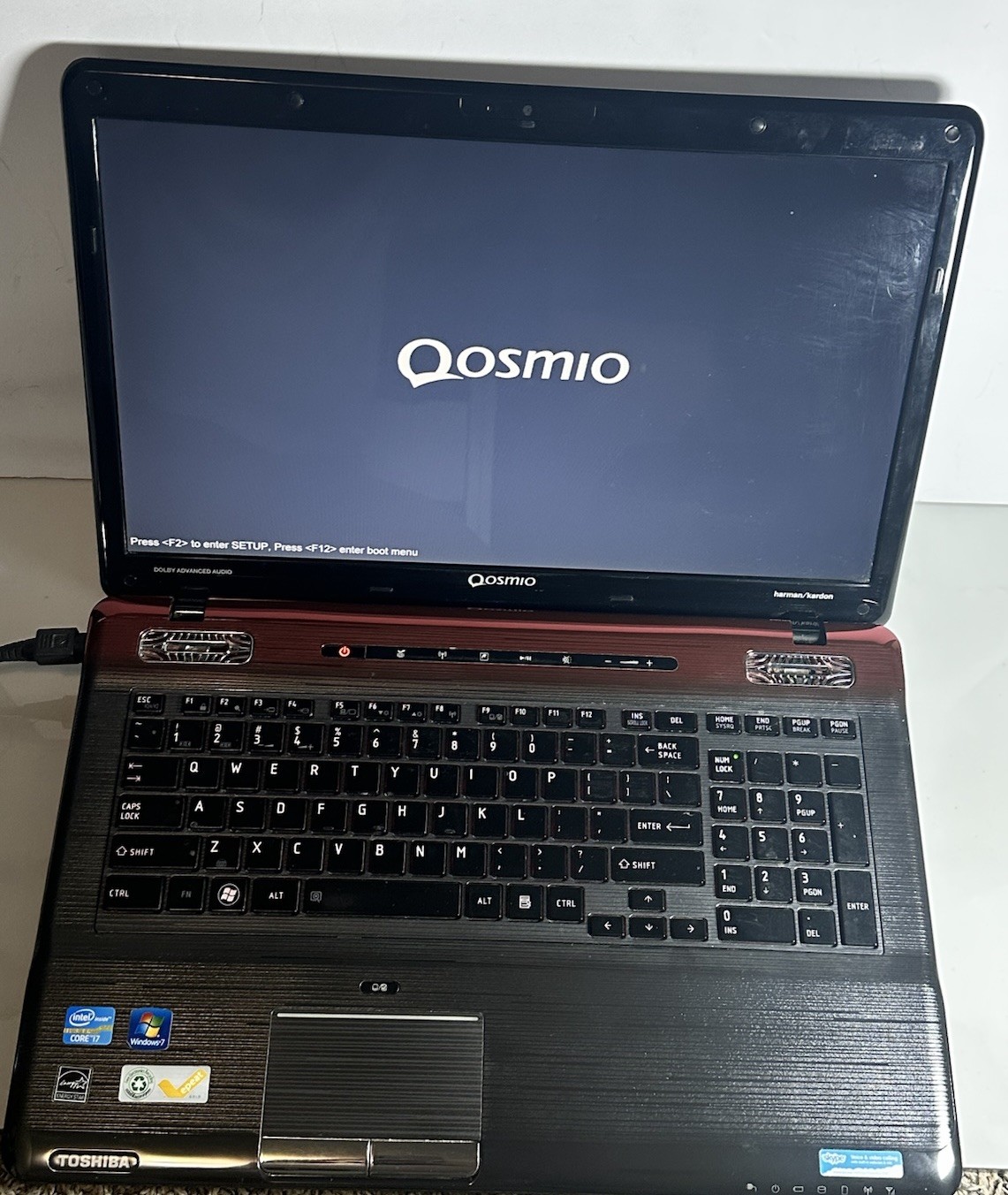 Toshiba Qosmio X770 17” i7-2670QM 8GB Boots BIOS No HDD OEM Charger VG+