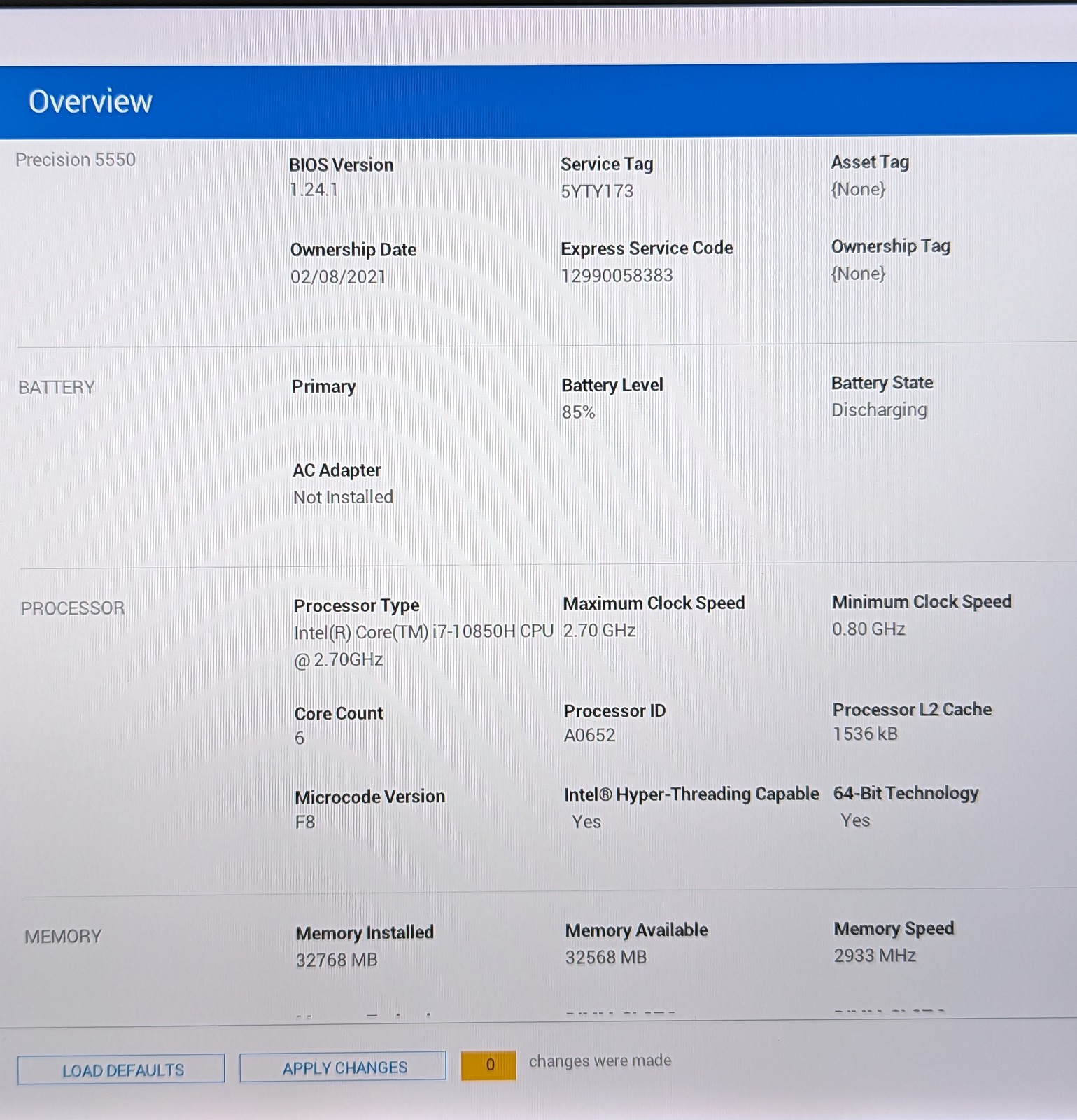 DELL PRECISION 5550 15.6″ i7 2.7GHz 32GB RAM 512GB SSD Grade D