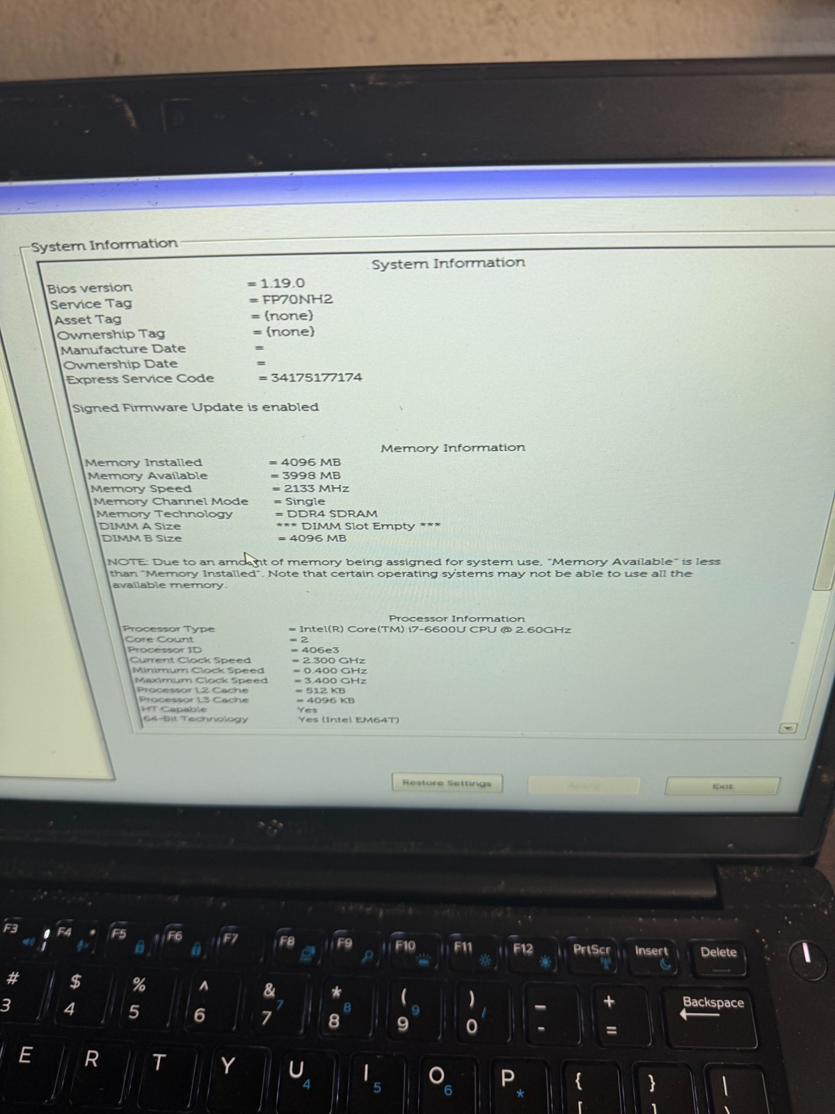 Dell Latitude 7480 Core i7-6600U Laptop for Parts/Repair #5311