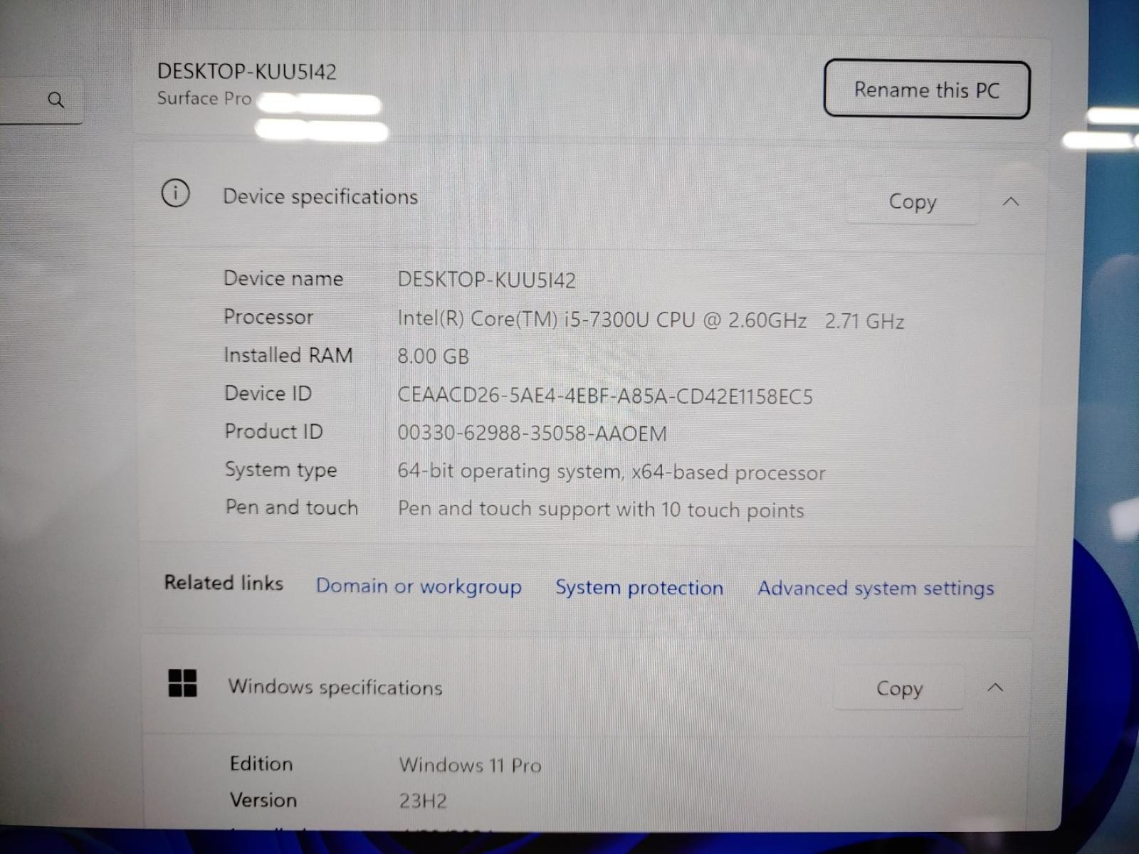 Microsoft Surface Pro 5 12.3″ Touch Intel i5-7300U✔8GB✔256GB✔1796✔Win11Pro✔*READ
