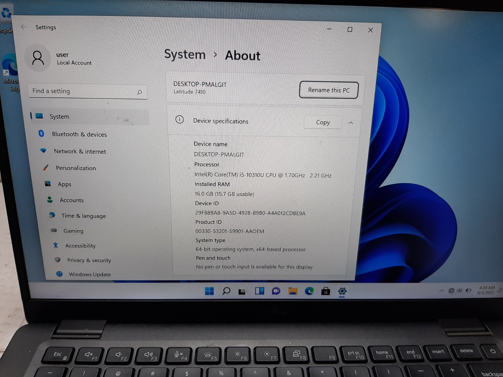 Dell Latitude 7410 14″ Laptop Core i5-10310U 16GB RAM 128GB SSD Win11 #97