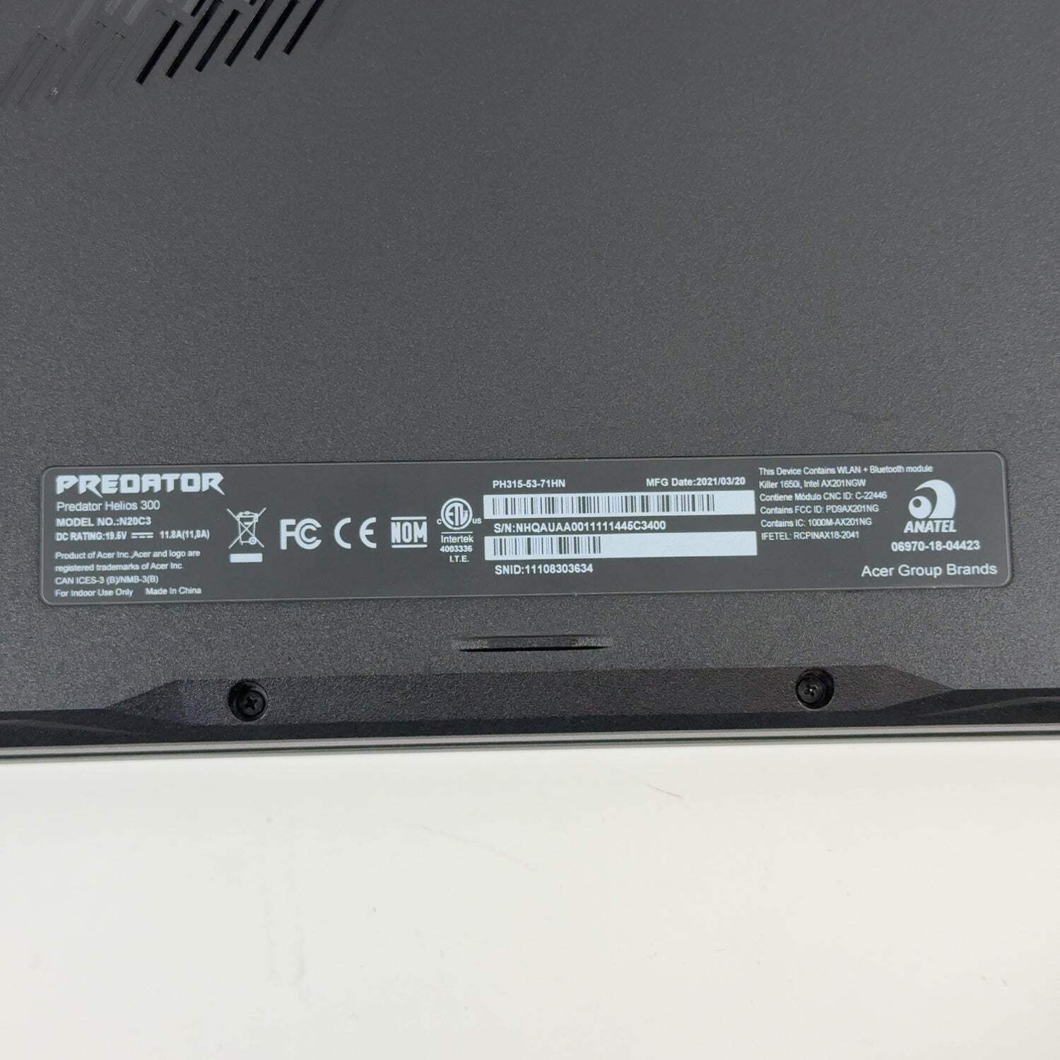 Acer Predator Helios 300 PH315-53 15.6″ i7-10750H 2.6GHz 16GB RAM 1.5TB RTX 3060