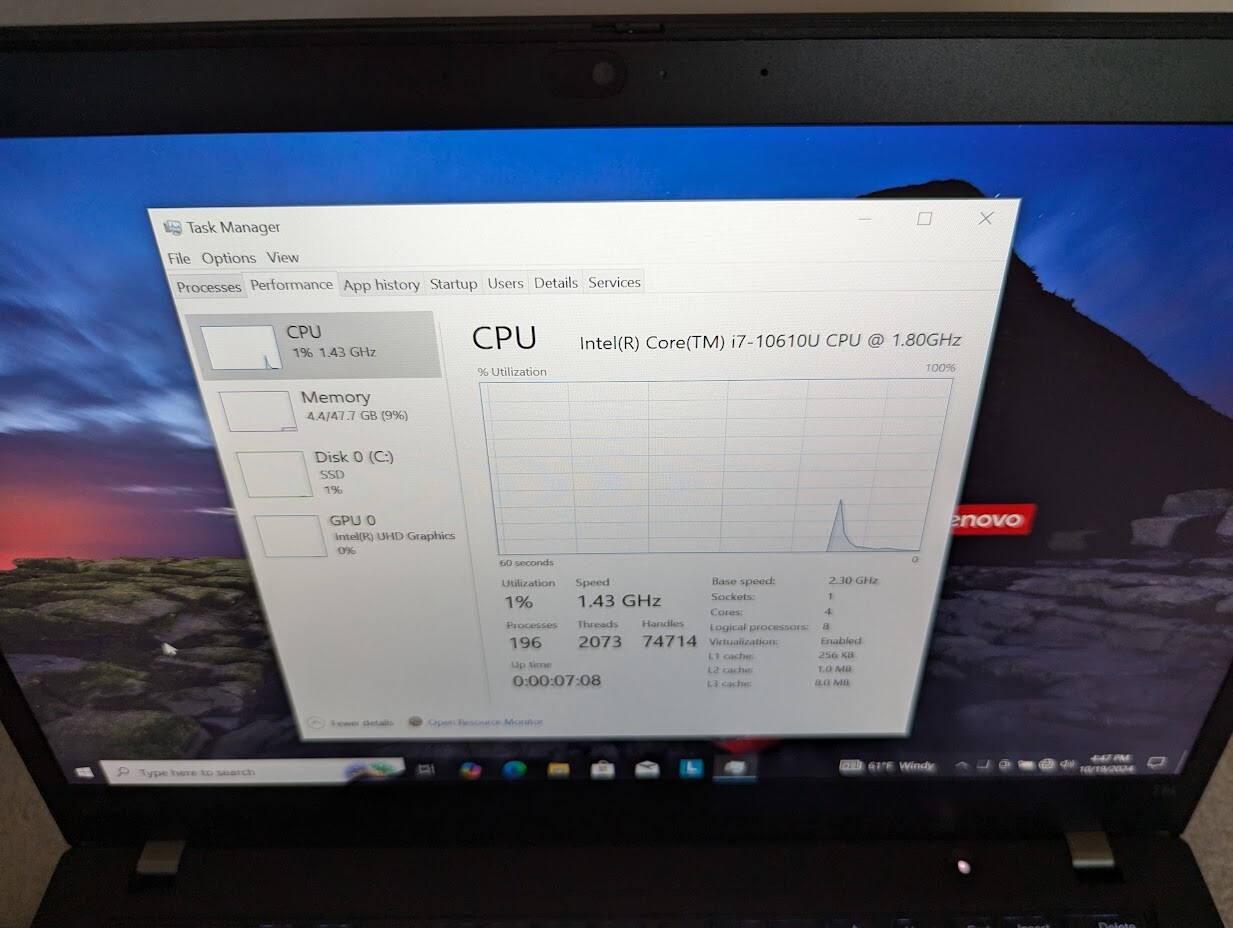 Lenovo Thinkpad T14 G1 i7-10610U 48GB RAM/500 GB SSD – Win 10 Pro