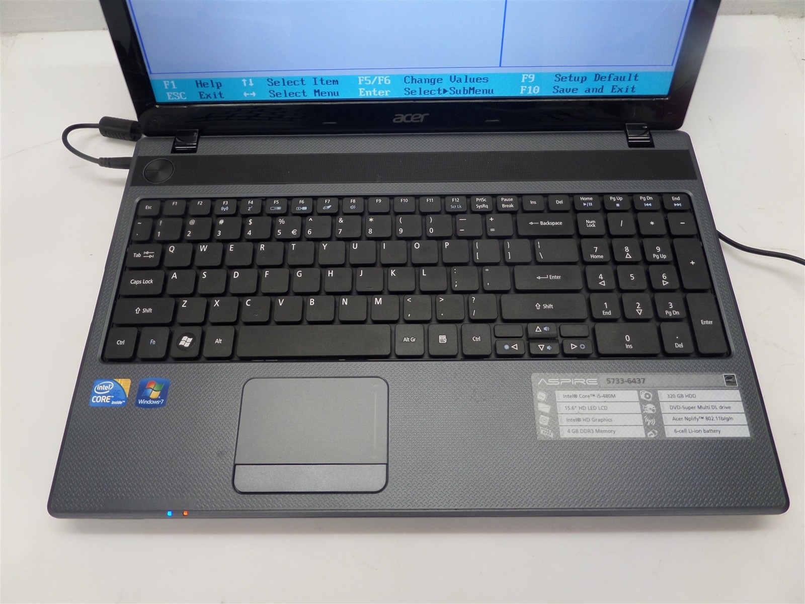 Acer Aspire 5733 PEW71 15.6″ i5-480M 2.67GHz CPU 4GB RAM – No HDD, Bad Batt.