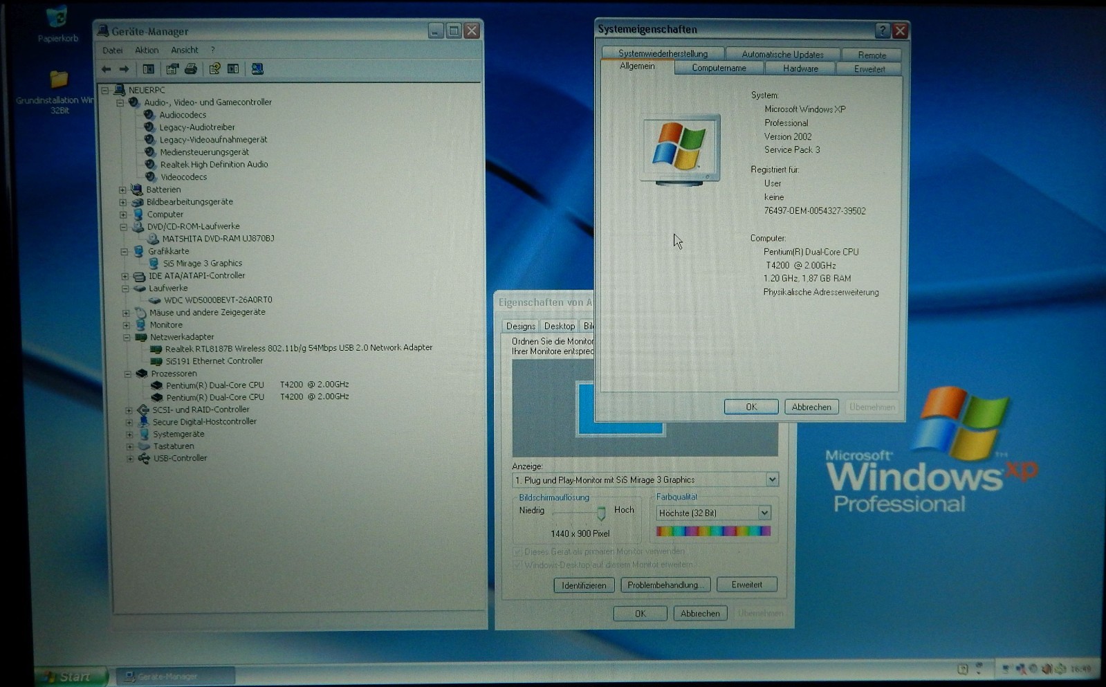 Notebook Laptop Terra Mobile 1744 2 x 2 GB 500 GB Windows XP ❌Keyboard Battery Faulty❌