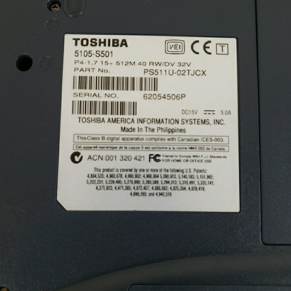 Toshiba Satellite 5105-S501 – 15″ FHD Laptop Computer Un-tested (No Power Cord)