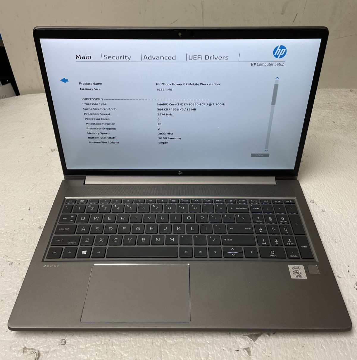 HP ZBook Power G7 Intel i7-10850H @2.70GHz 16GB RAM NO SSD For Parts *READ