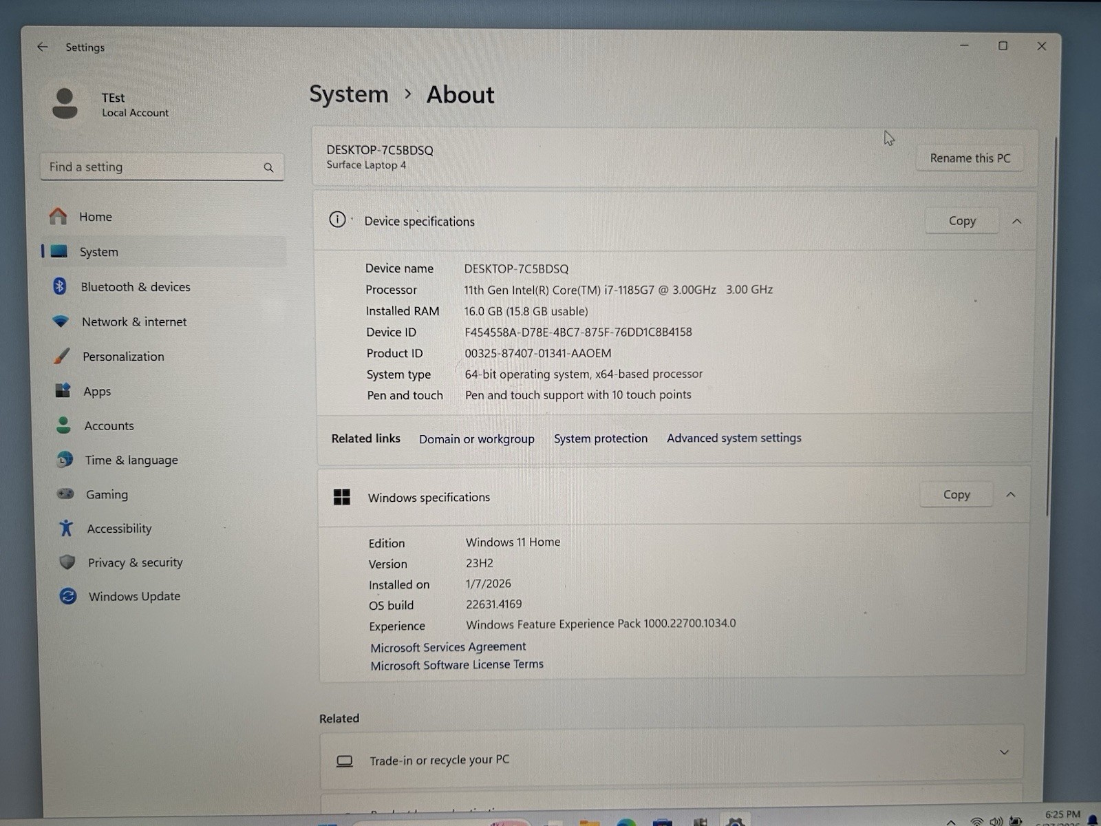 Microsoft Surface Laptop 4 13.5 2K TOUCH i7-1185G7 3.00GHz 16GB 256GB SSD
